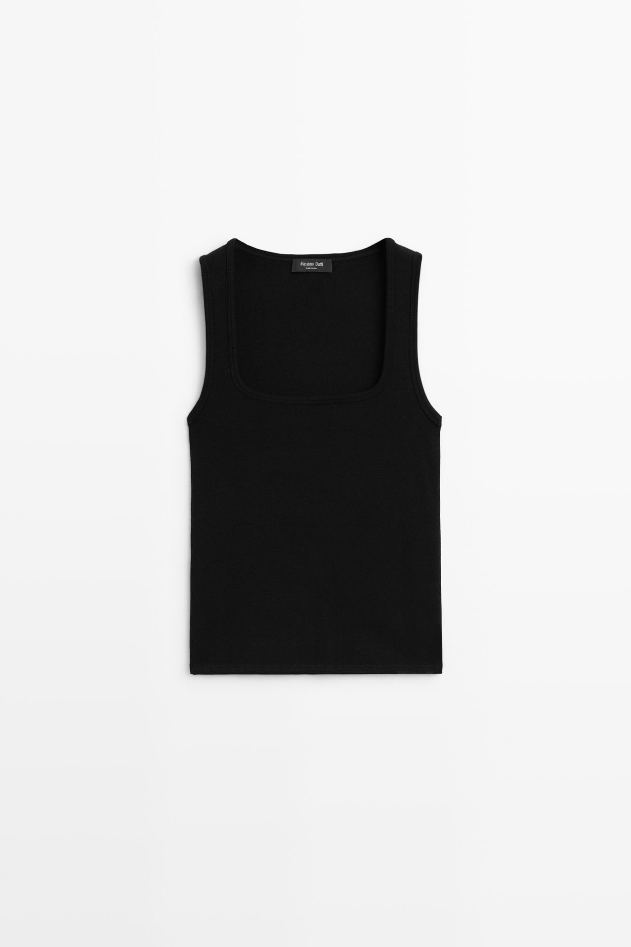 Square Neck Top — BLACK
