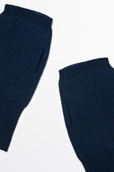 100% cashmere knit mittens — NAVY BLUE 3