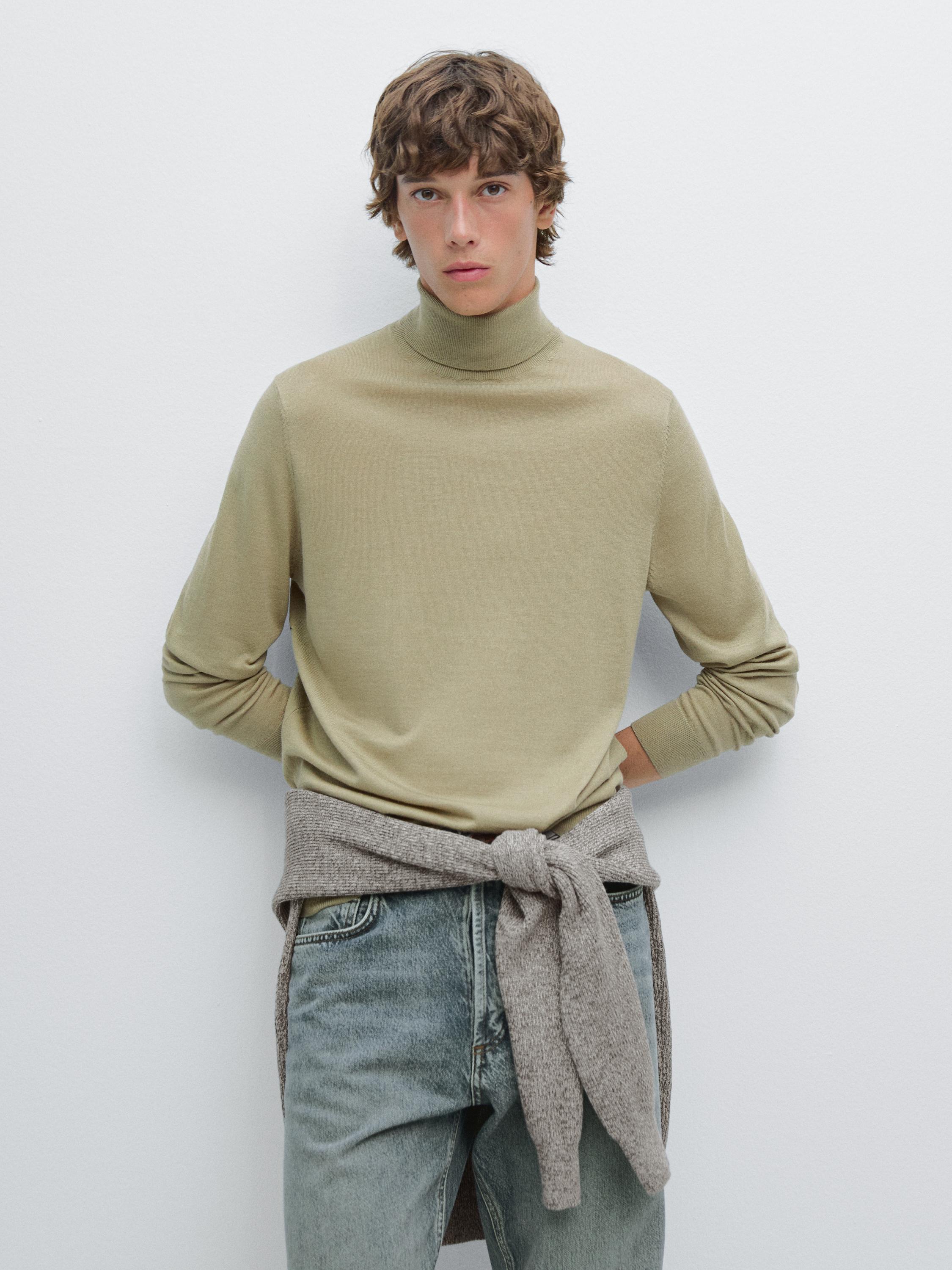 Wool blend high neck knit jumper