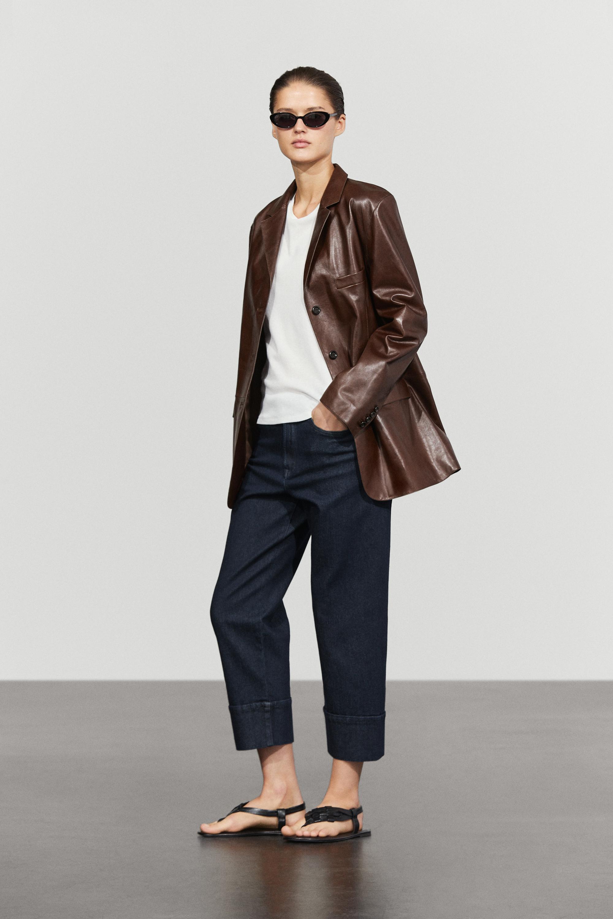 Nappa leather blazer with pocket detail