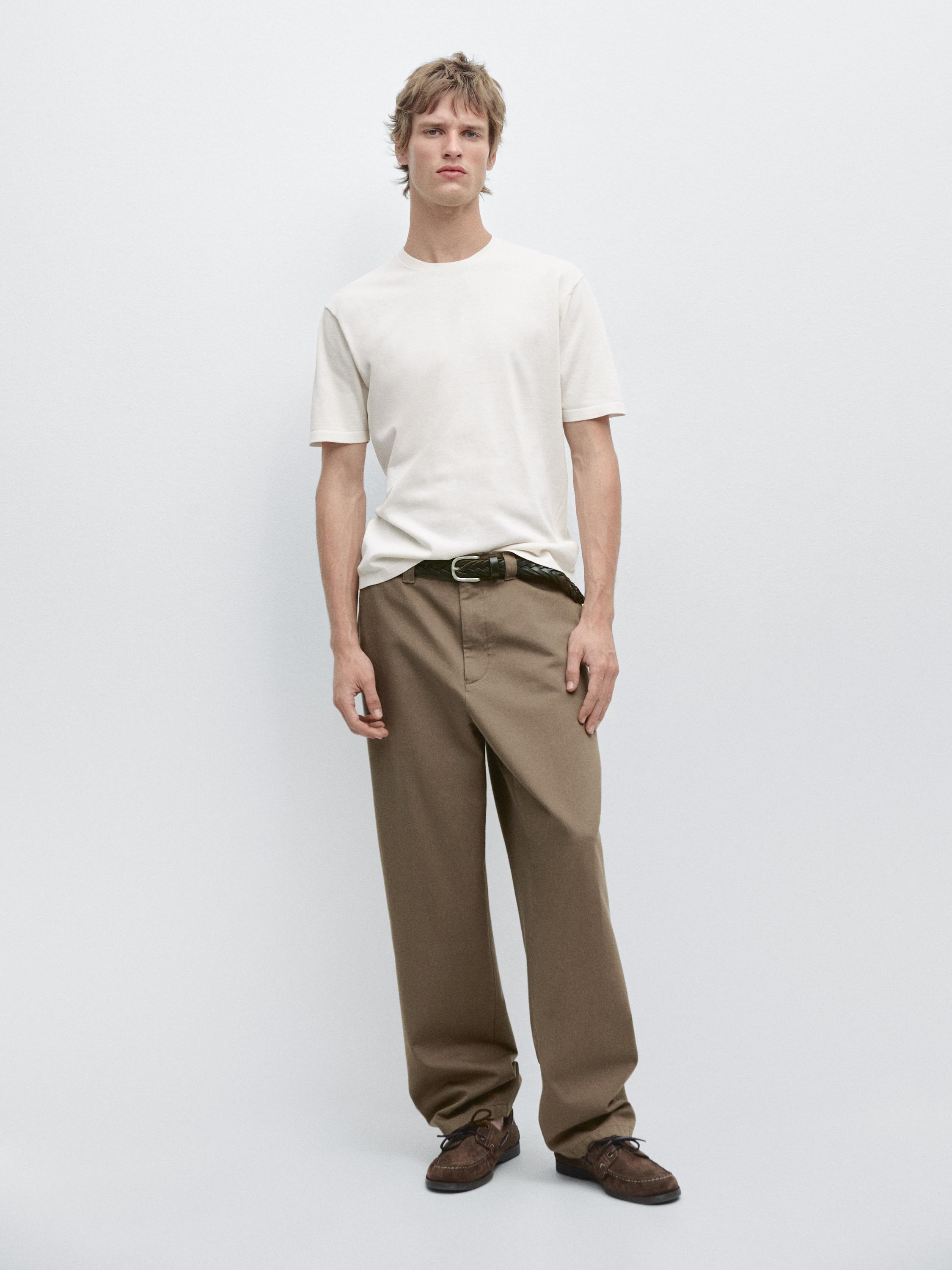 100% cotton short sleeve knit sweater — CREAM