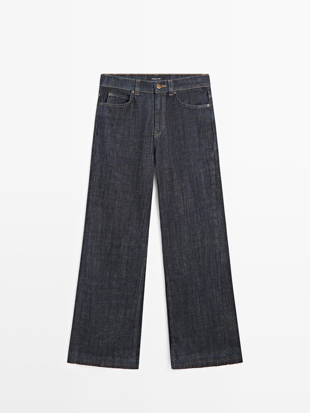 Massimo Dutti - Dame - Højtaljede Jeans Med Svaj - Mørkeblå - 40