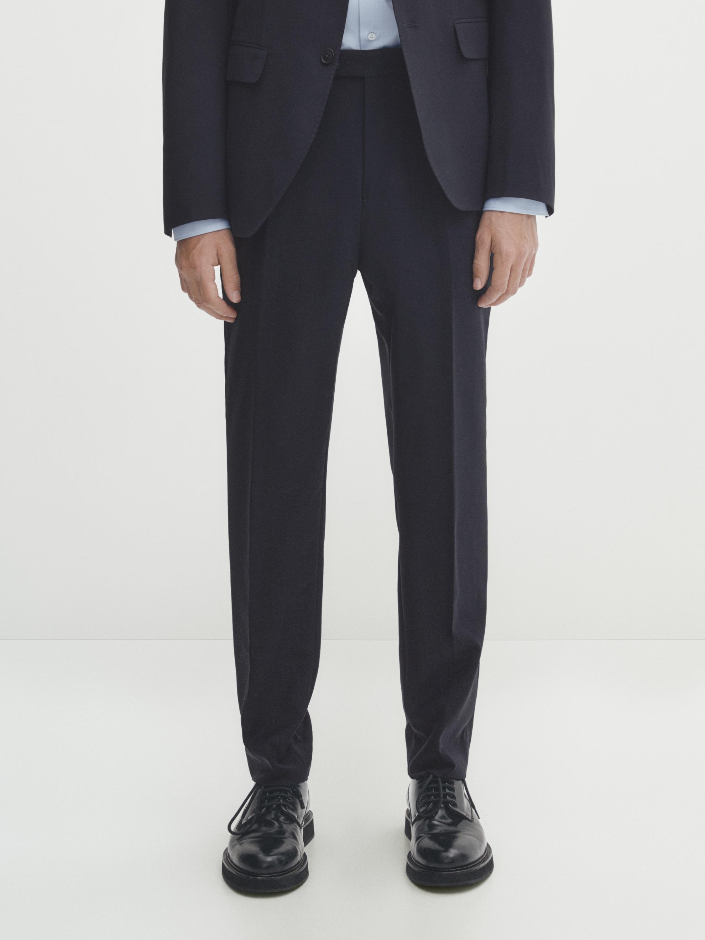 Bi-stretch wool suit trousers