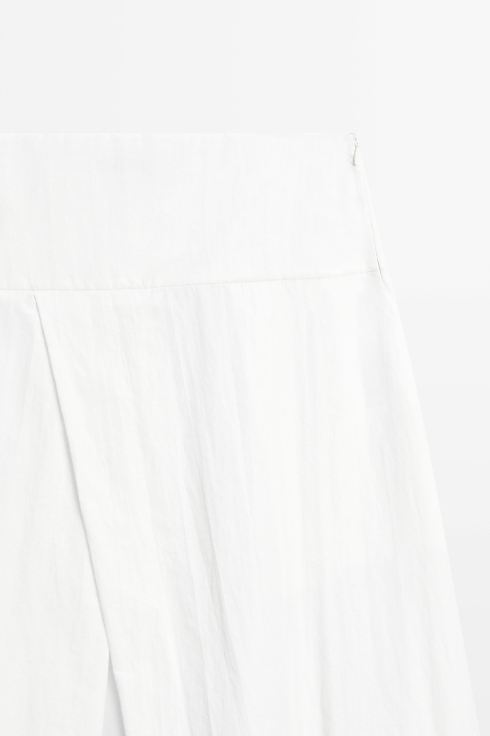 Midi skirt with yoke and pleated detail — WHITE