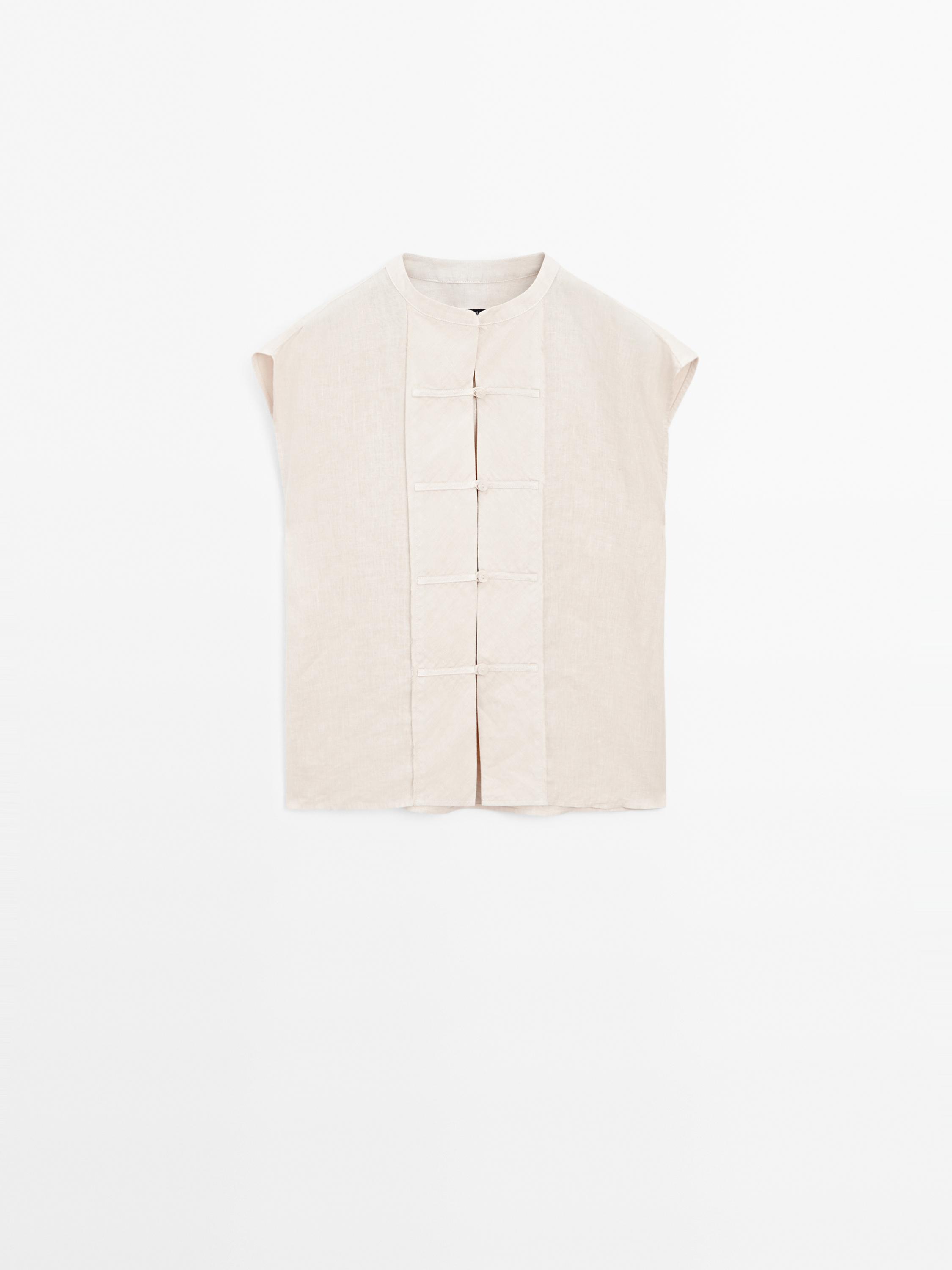 Veste sans manches plastron style japonais