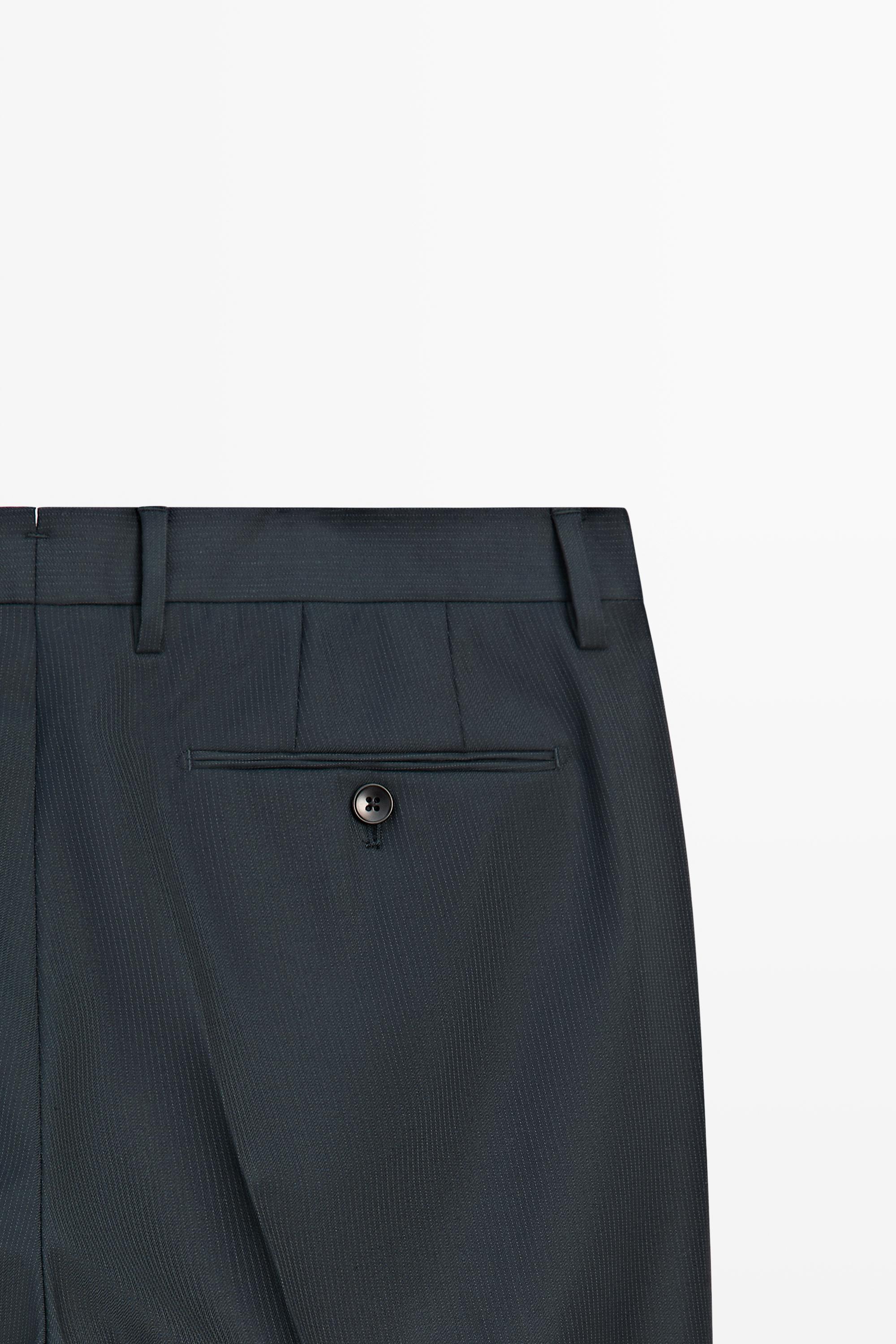 Striped wool blend suit trousers — NAVY BLUE