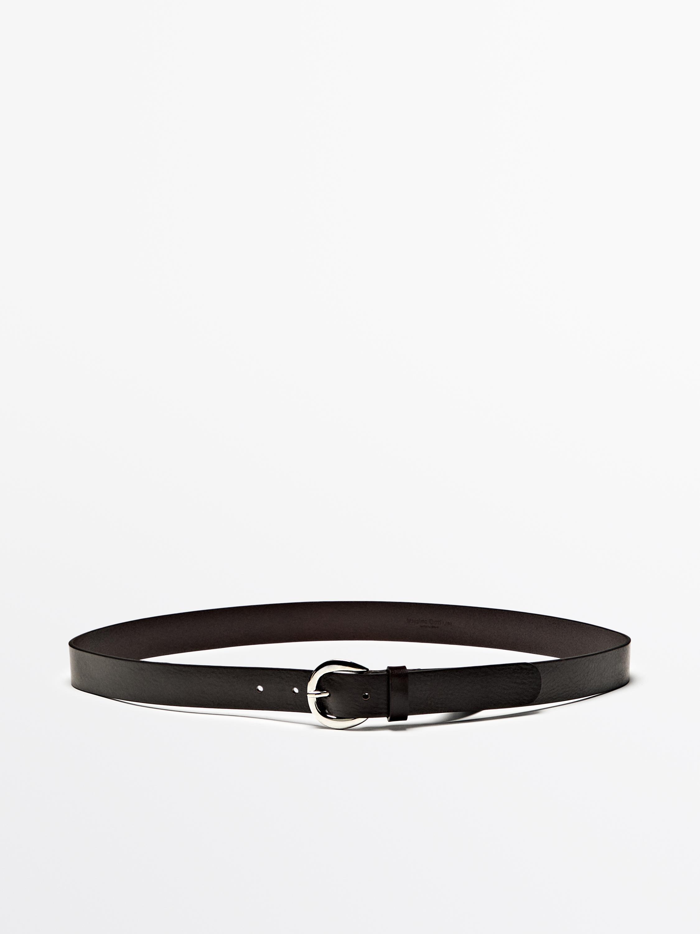 Nappa leather belt with round buckle