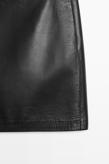 Nappa sheepskin leather mini skirt — BLACK 7