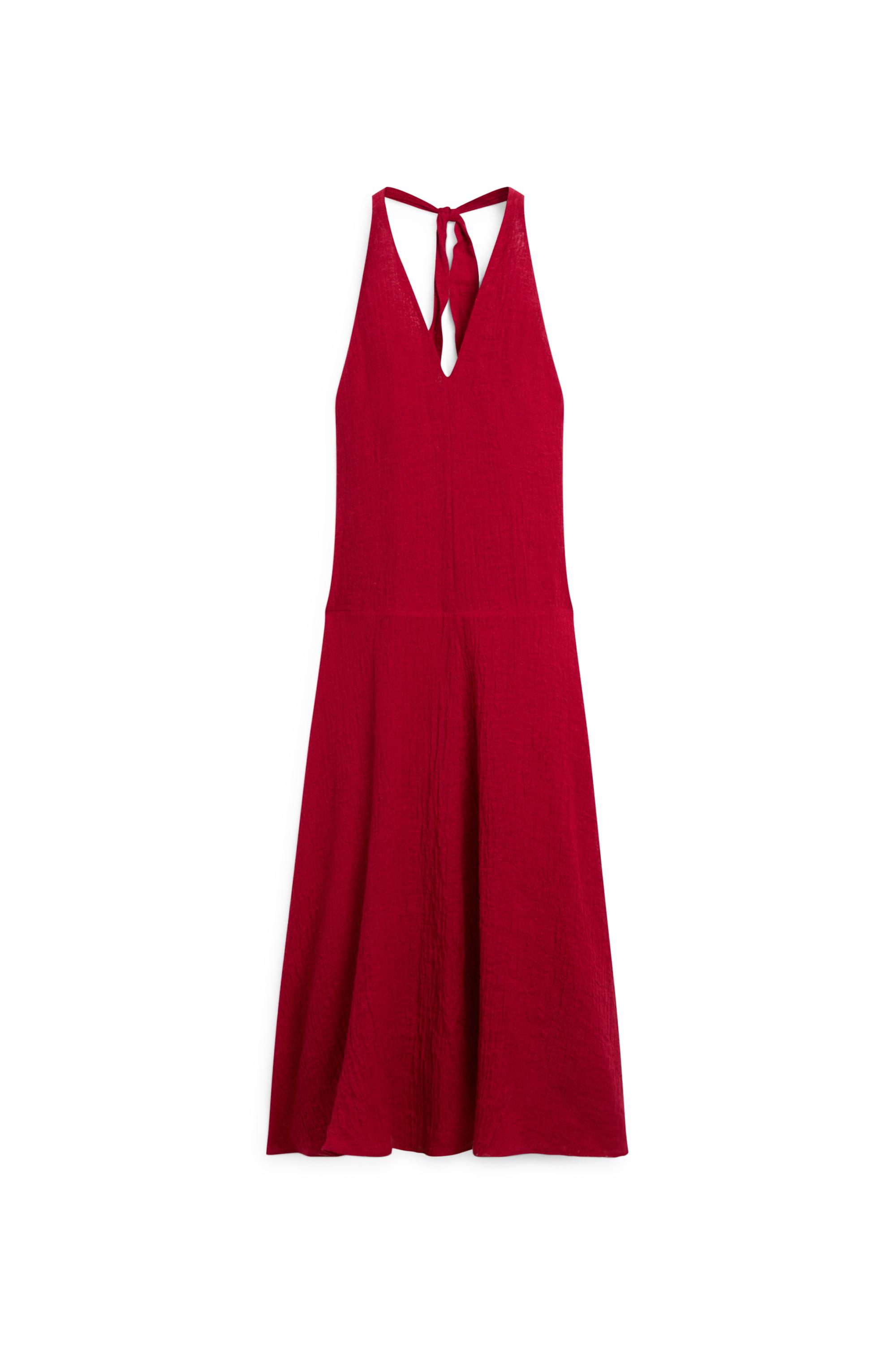 red linen dress massimo dutti Reddish Burgundy Linen Dress for Bridal Shower