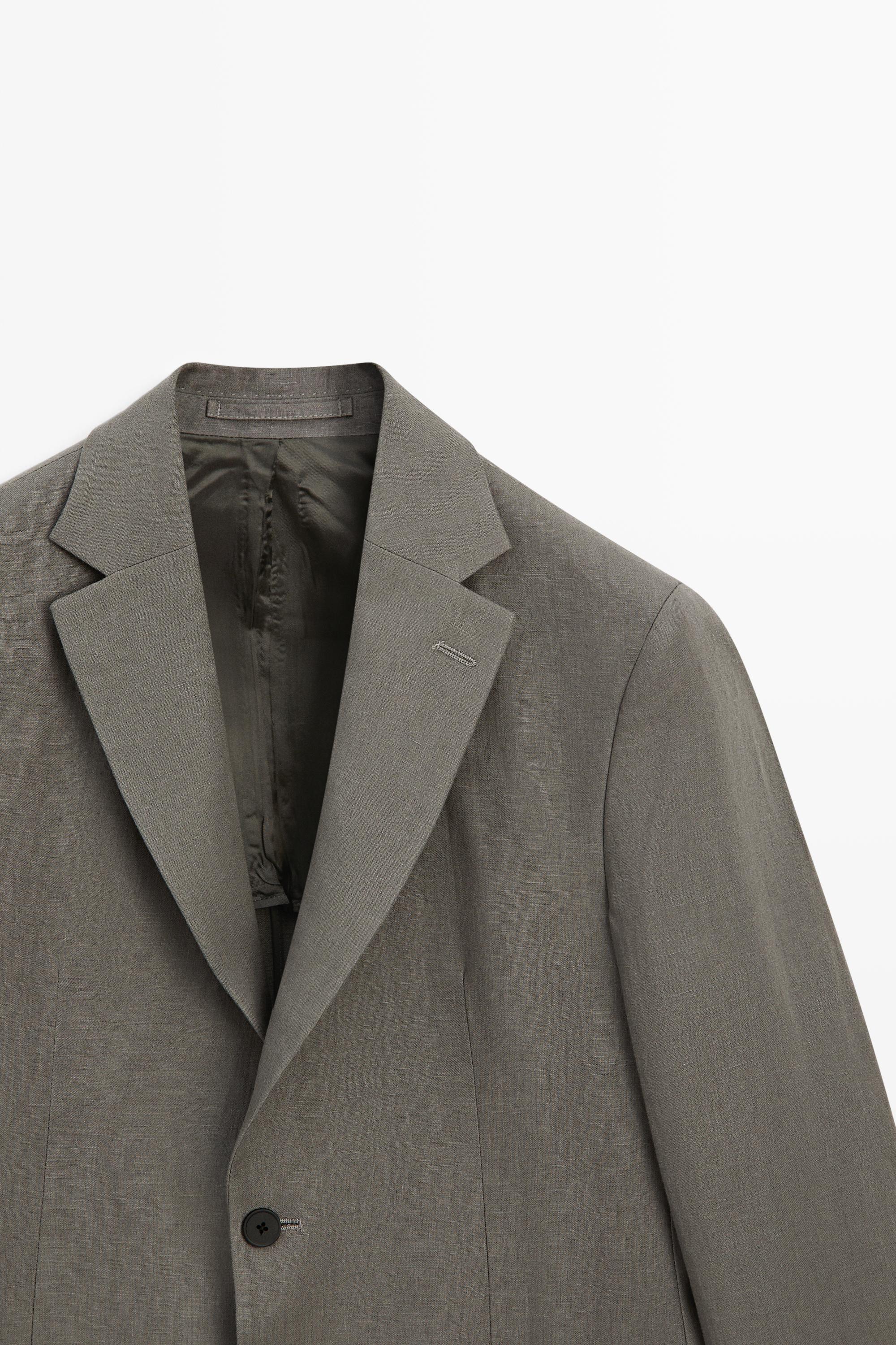 100% linen suit blazer — DARK GREEN