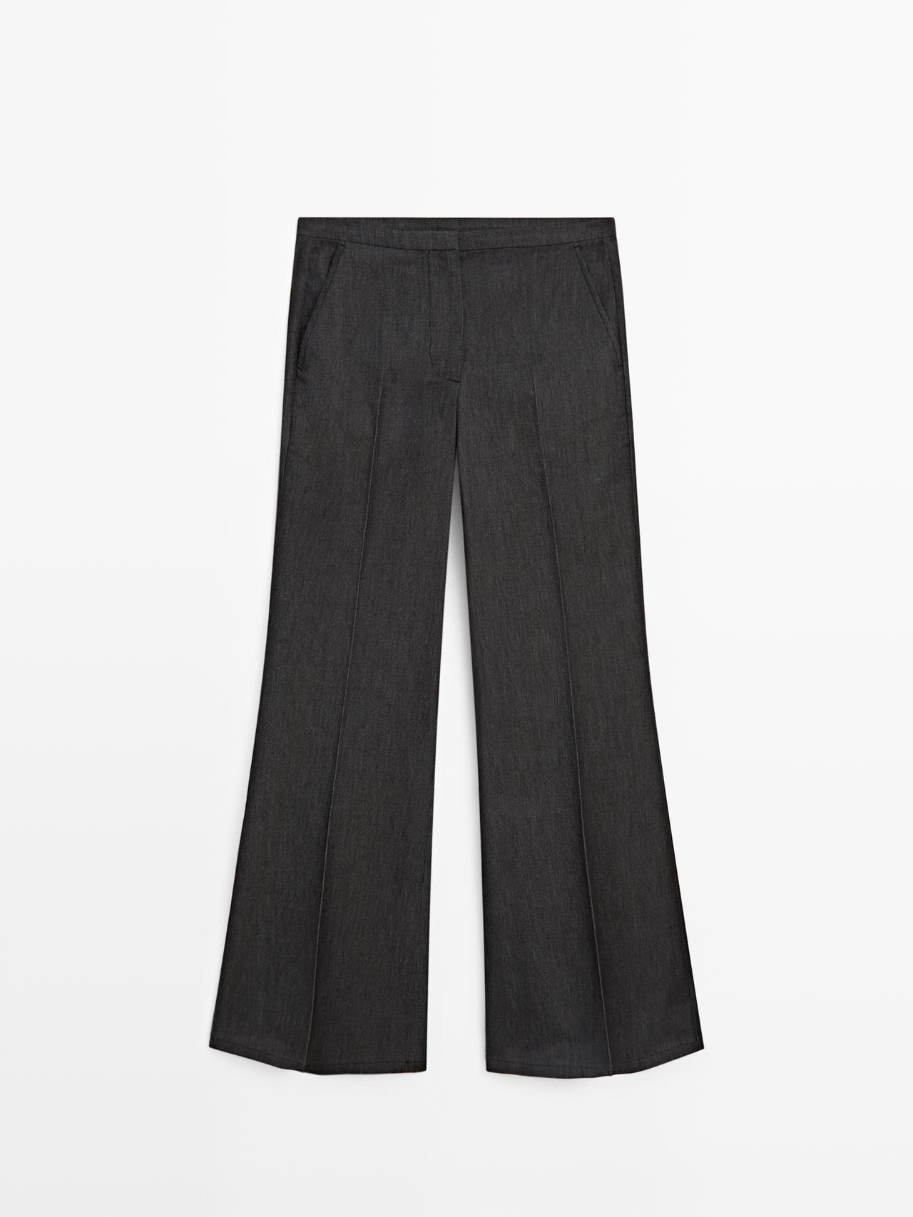 Massimo Dutti - Dame - Denimbukser Med Svaj - Sort - 42