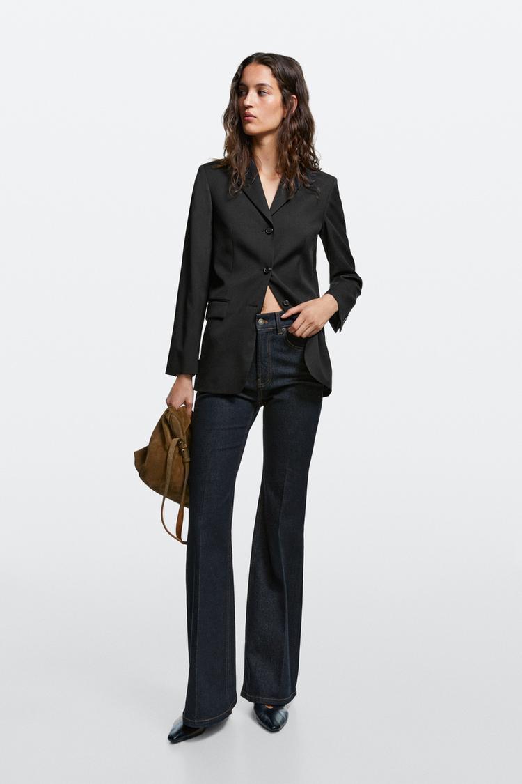 High-waist skinny flare jeans — DARK BLUE