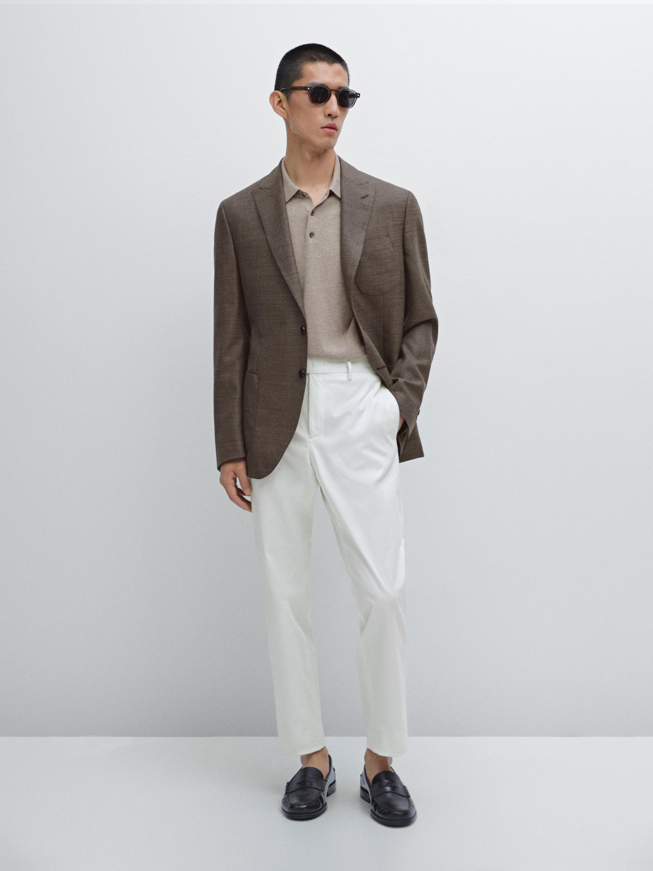 Slim fit broek van katoenmix