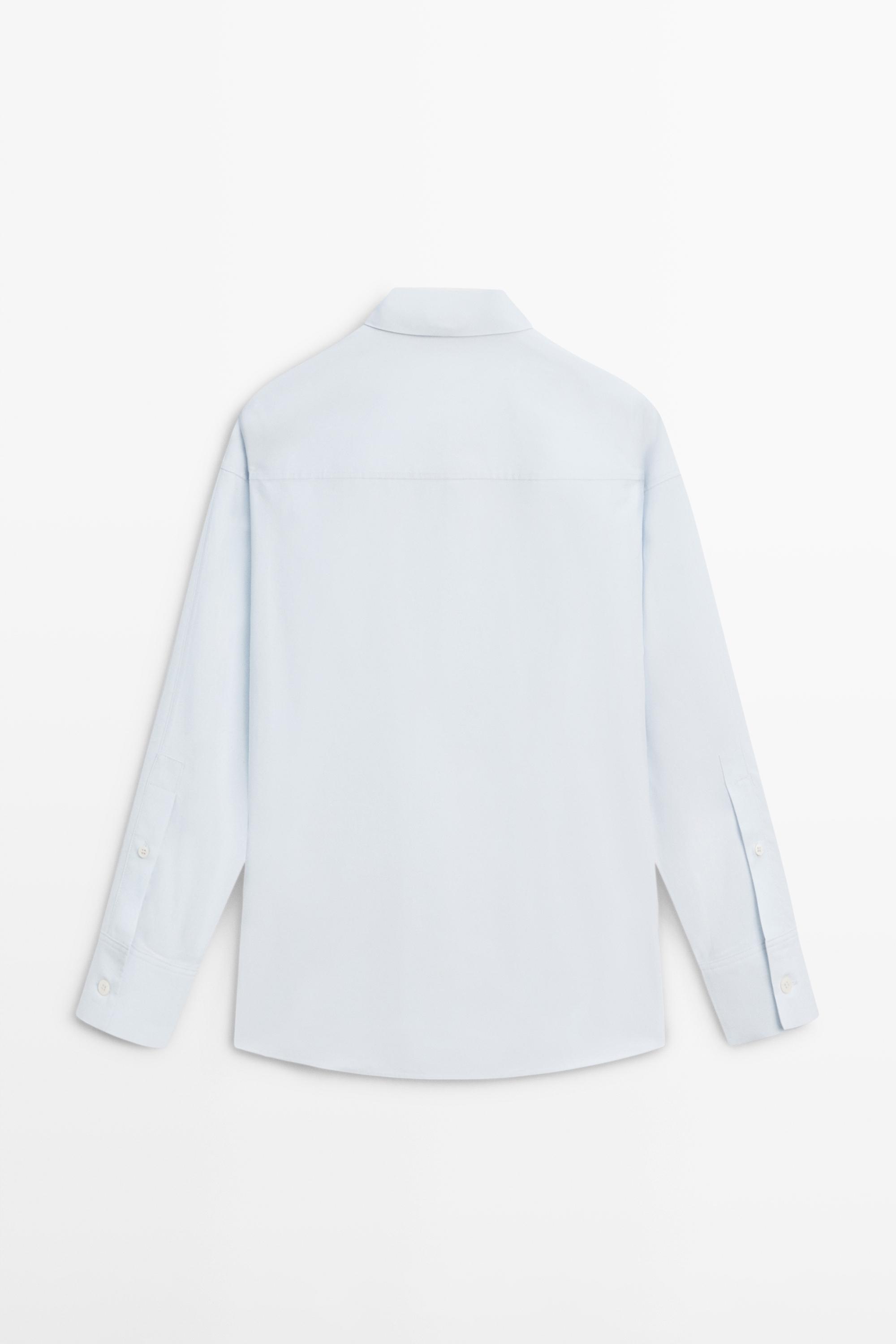 Poplin and cotton blend shirt — SKY BLUE