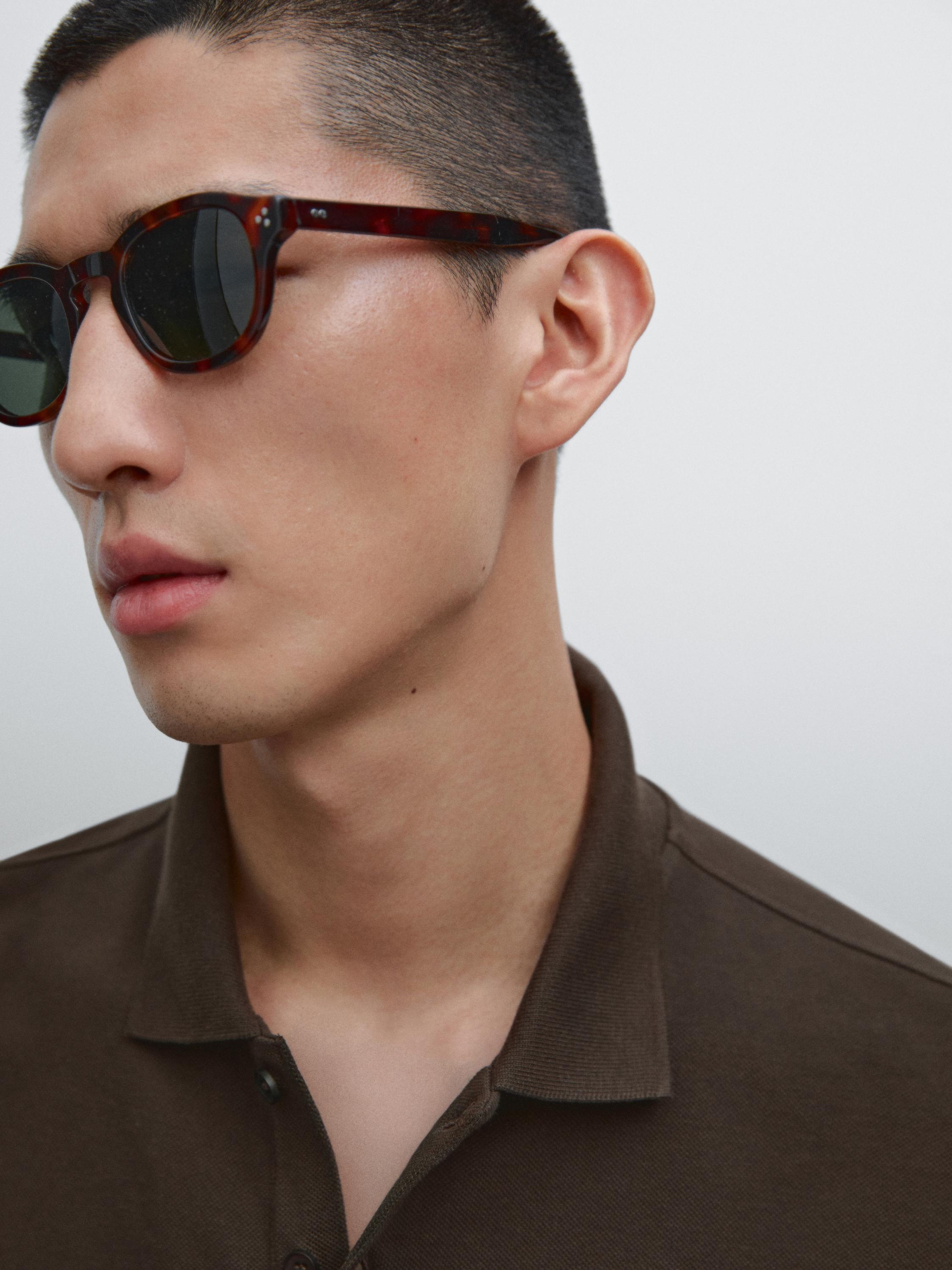 Micro textured piqué cotton polo shirt