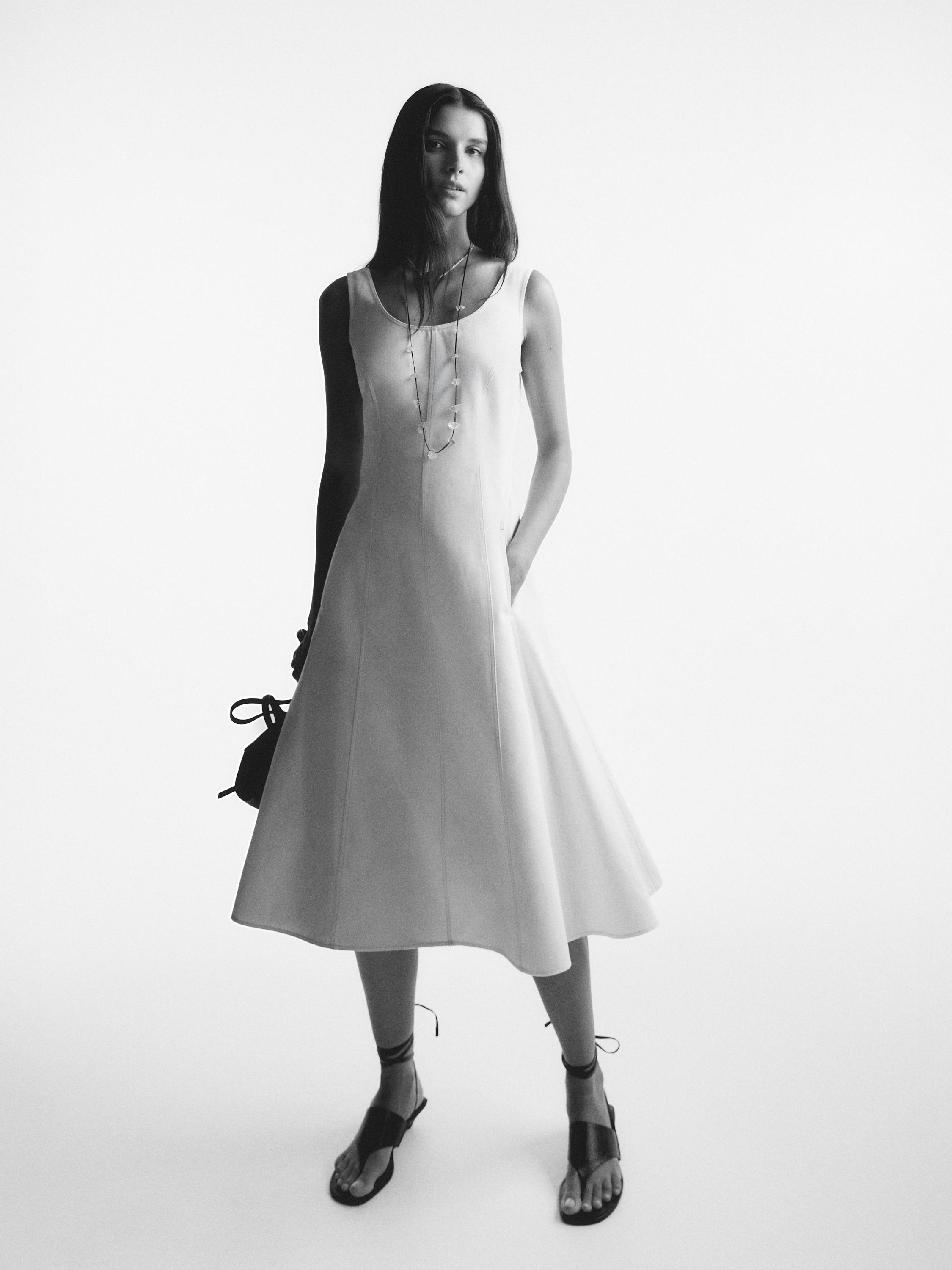 100% cotton denim midi dress