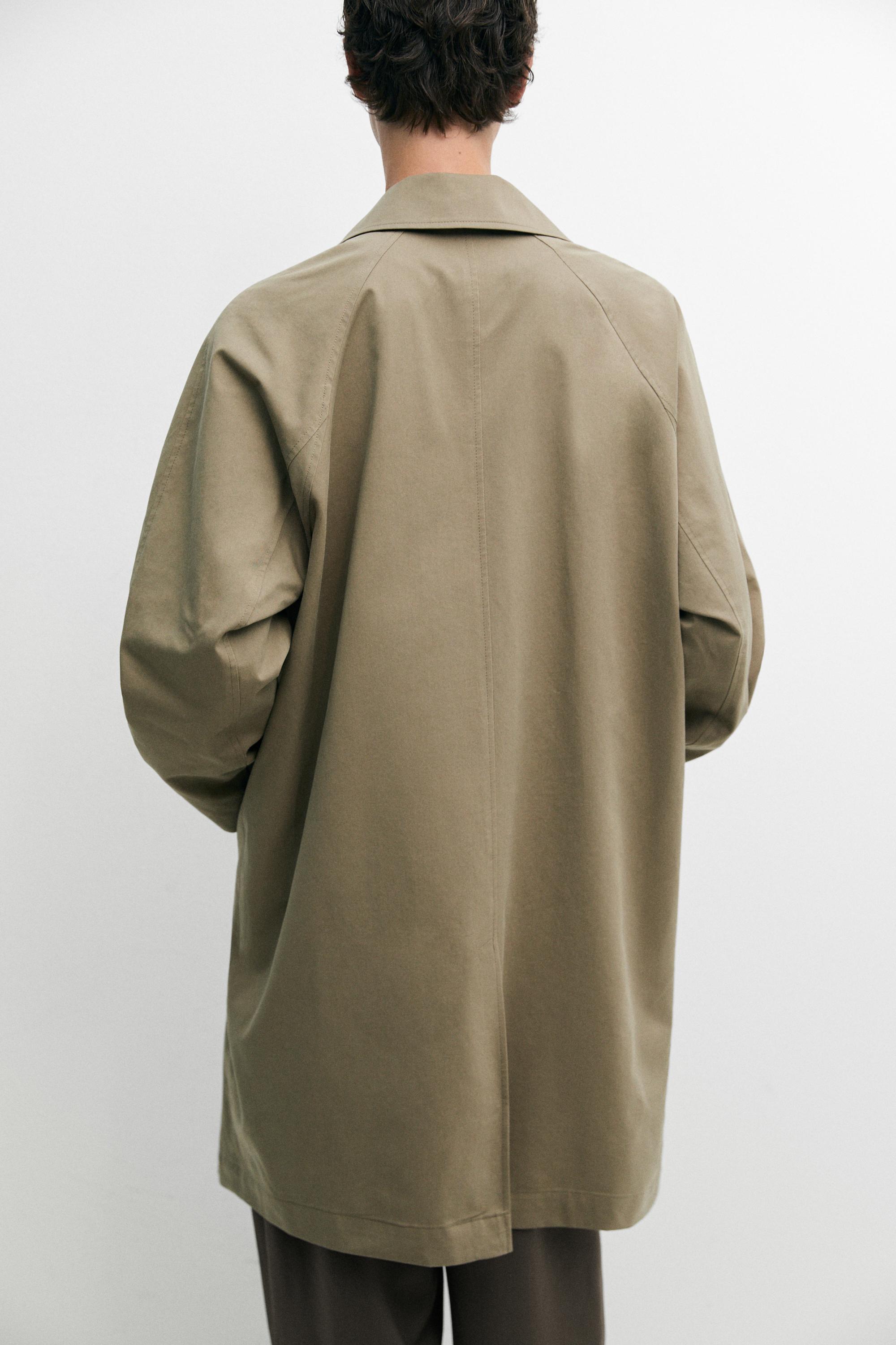 Oversize long 100% cotton trench coat — MOLE BROWN
