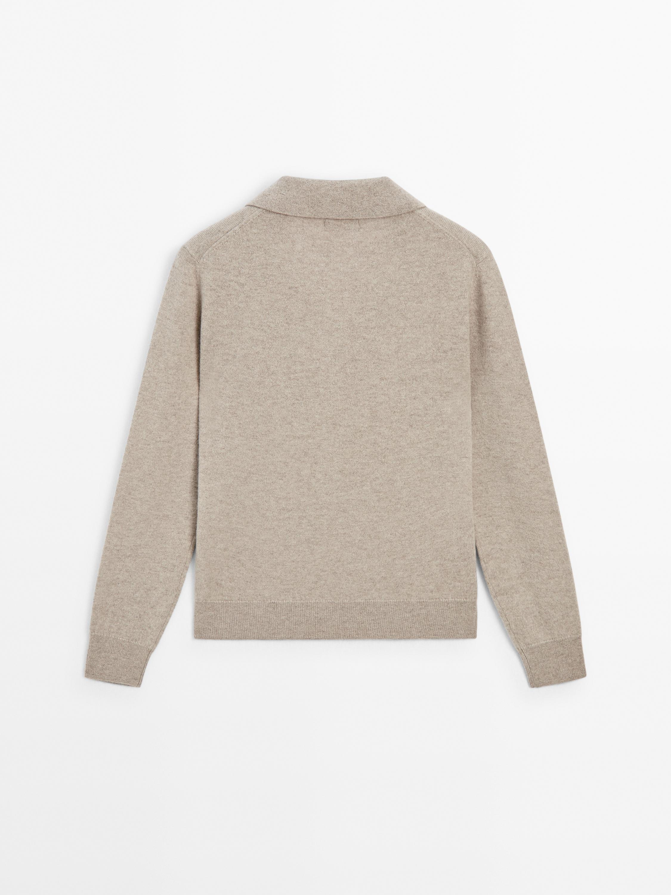 100% cashmere knit polo sweater