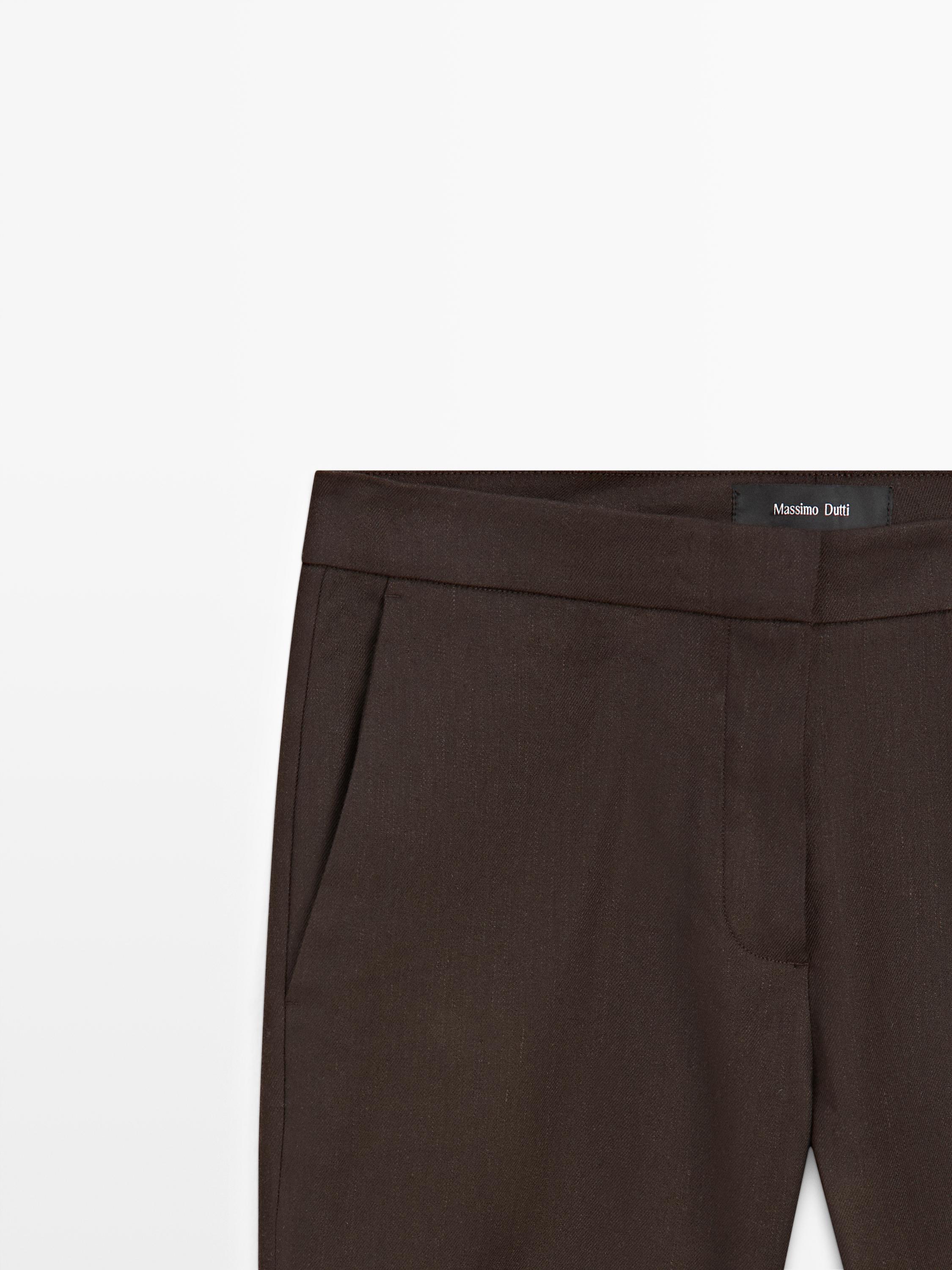 Linen quick-flare pants — Chocolate