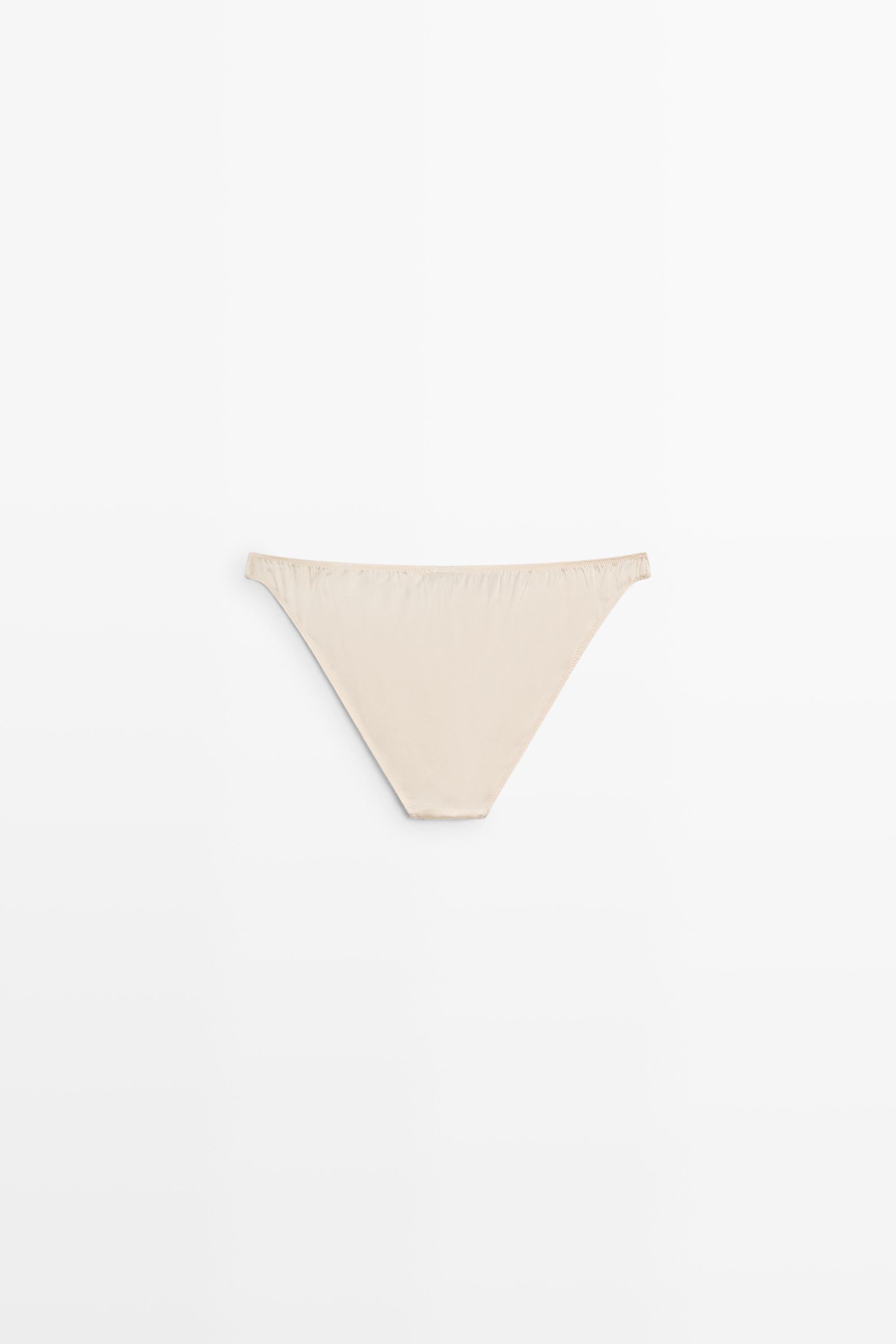 Satin silk blend briefs — CREAM
