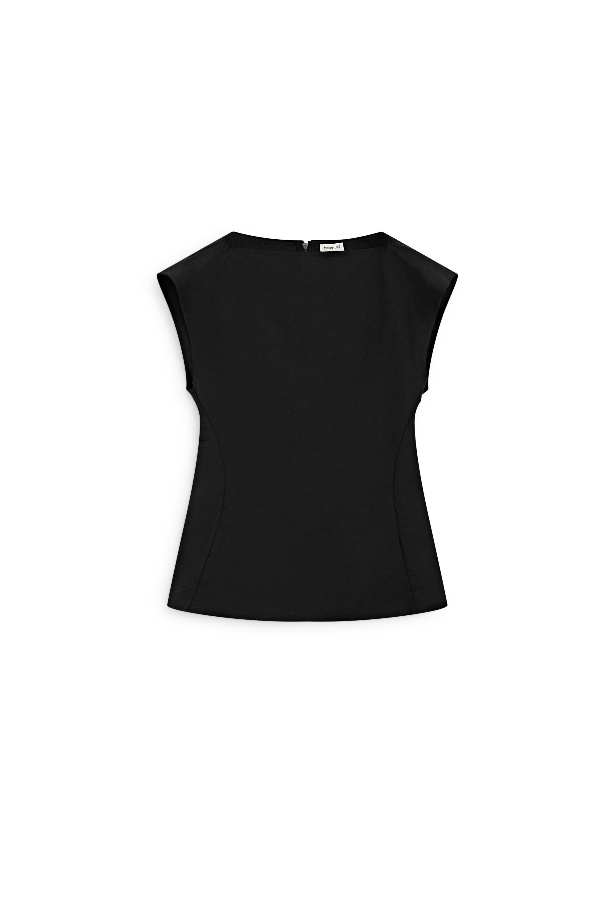 Fitted zip-detail top - STUDIO — BLACK