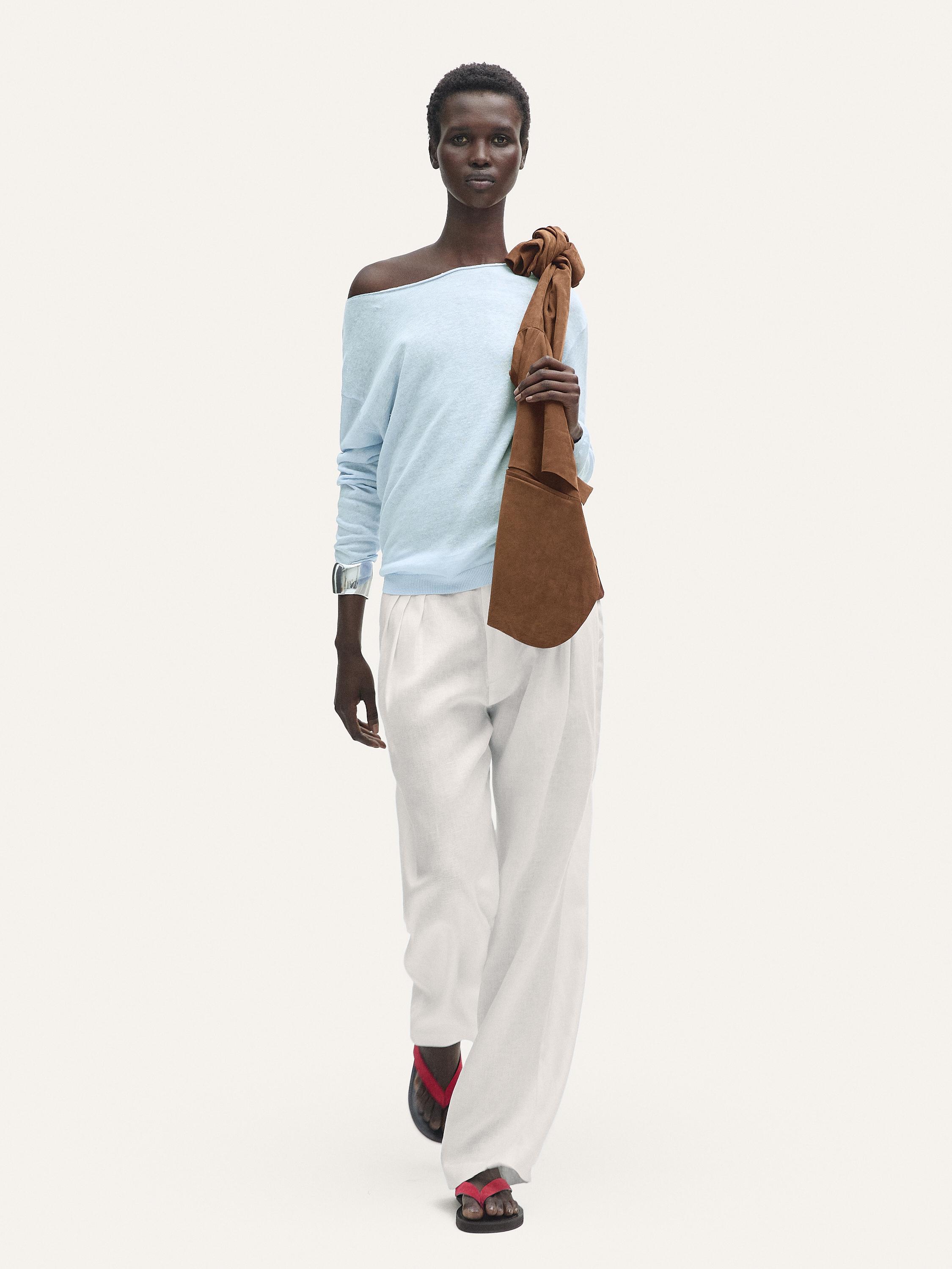 100% linen boat neck sweater