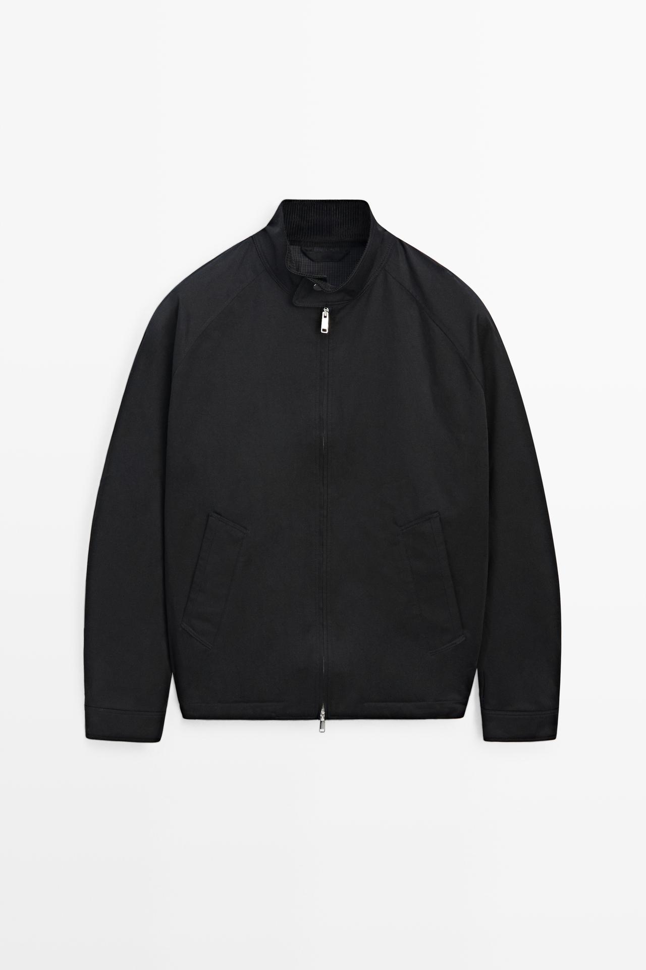 Bomber jacket with collar detail — DARK NAVY