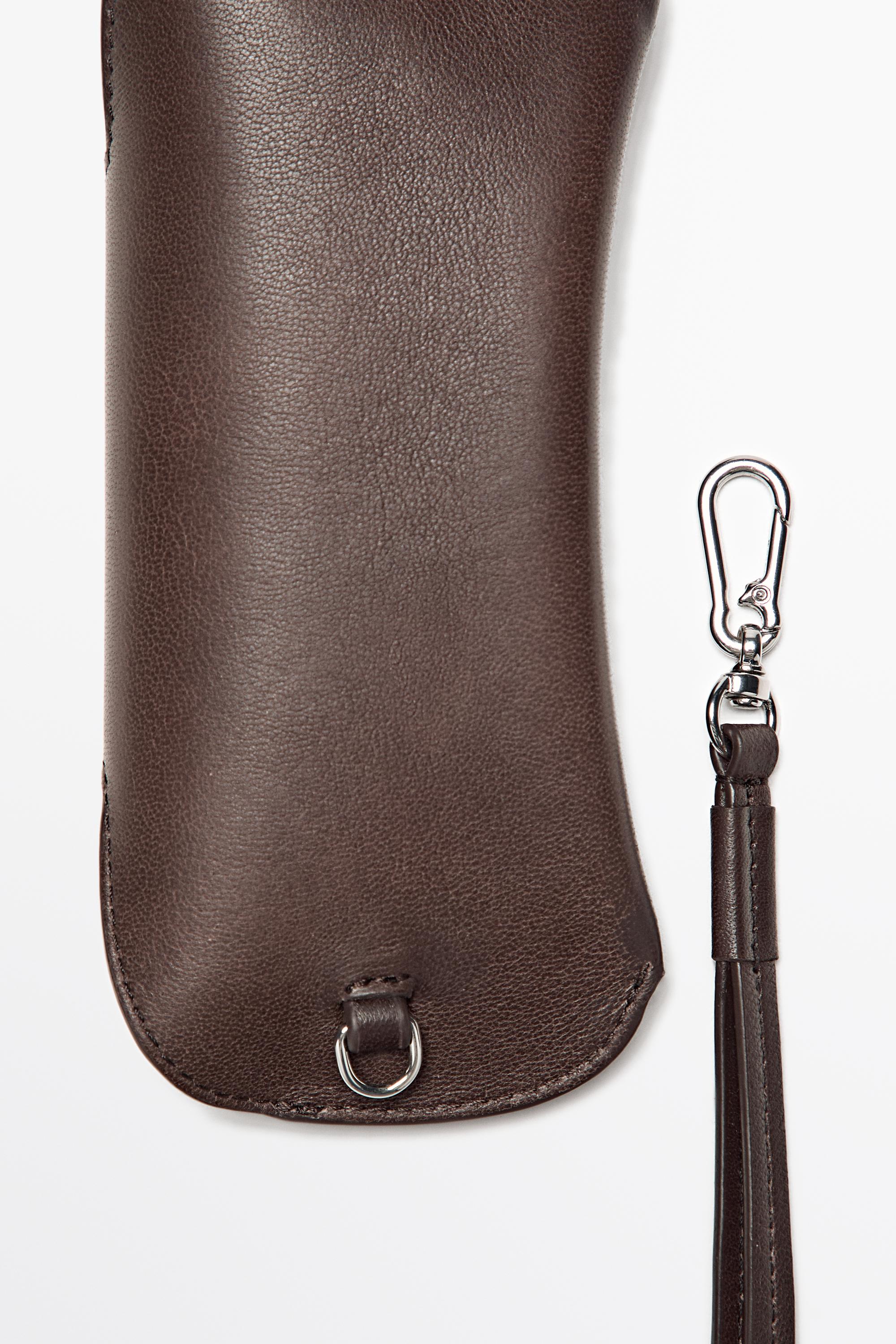 Nappa leather sunglasses case — BROWN