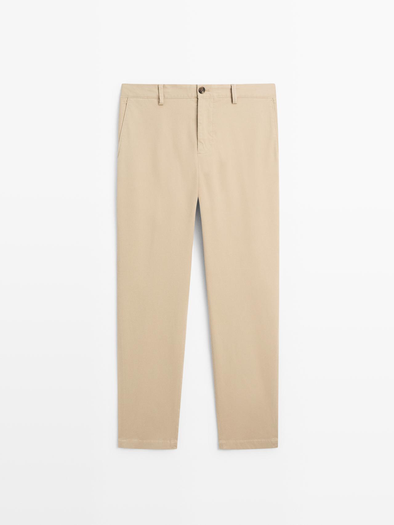 Massimo Dutti - Herre - Strukturvævede, Slim Fit Bukser - Brændt - 38