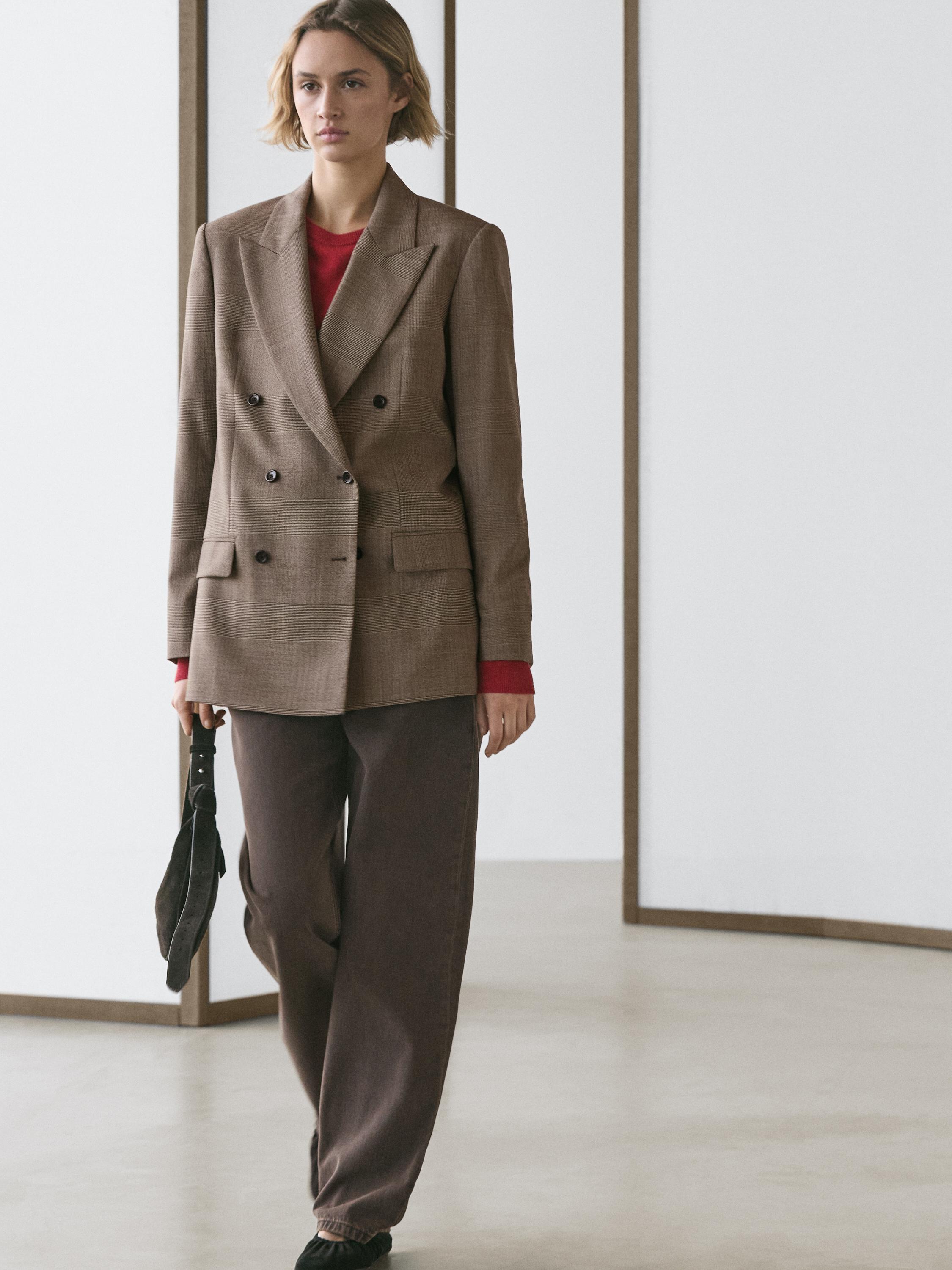 Check wool suit blazer