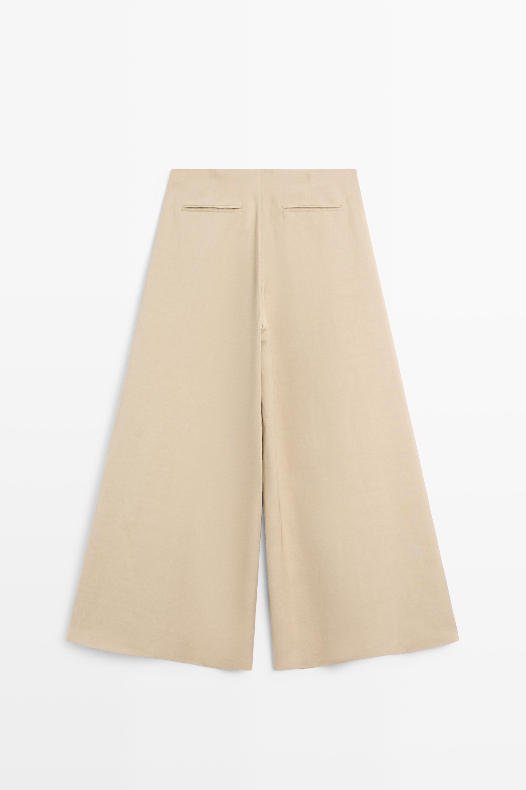 Wide-leg voluminous trousers — BEIGE
