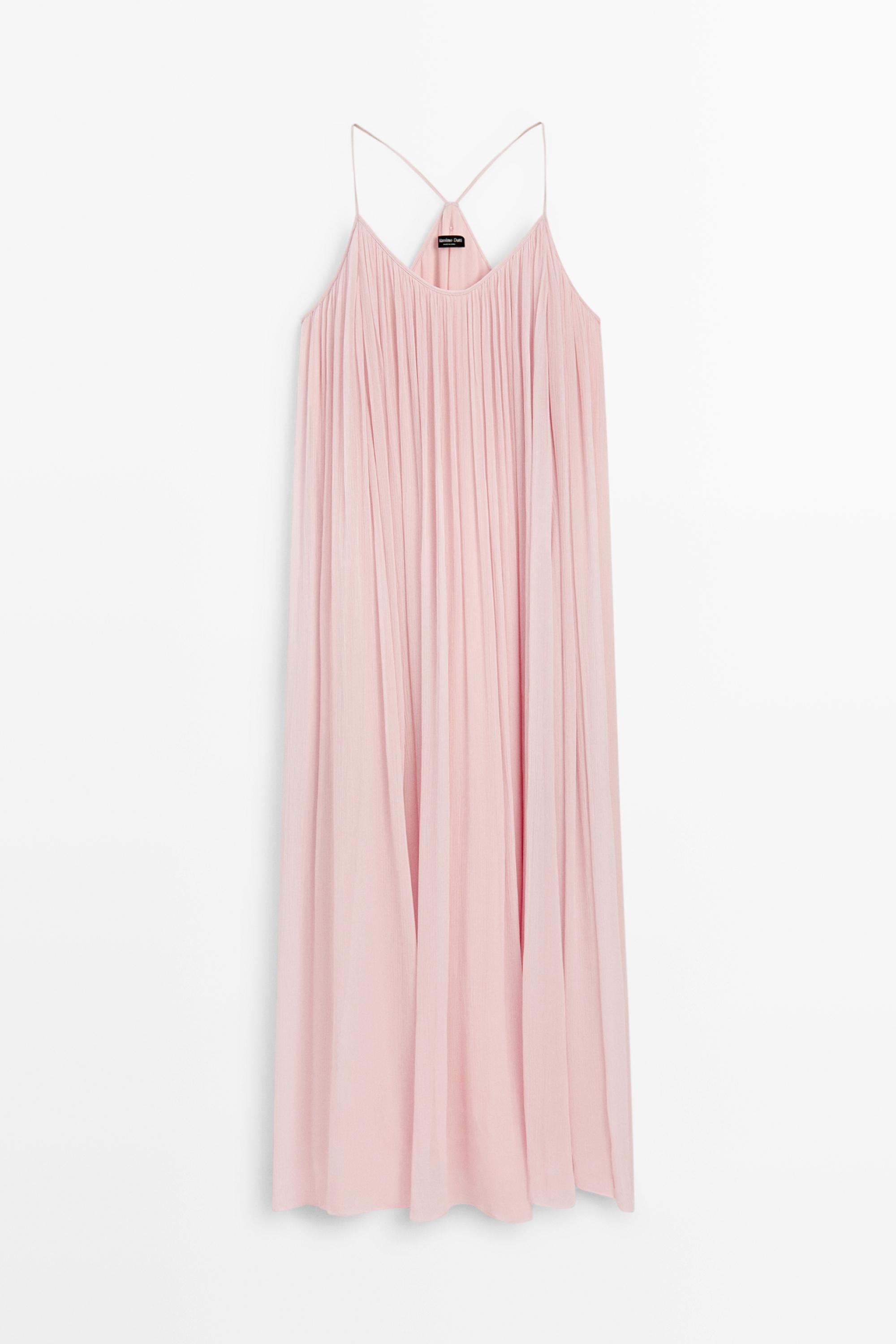 massimo dutti pink pleated dress Massimo Dutti Long Pleated Dress