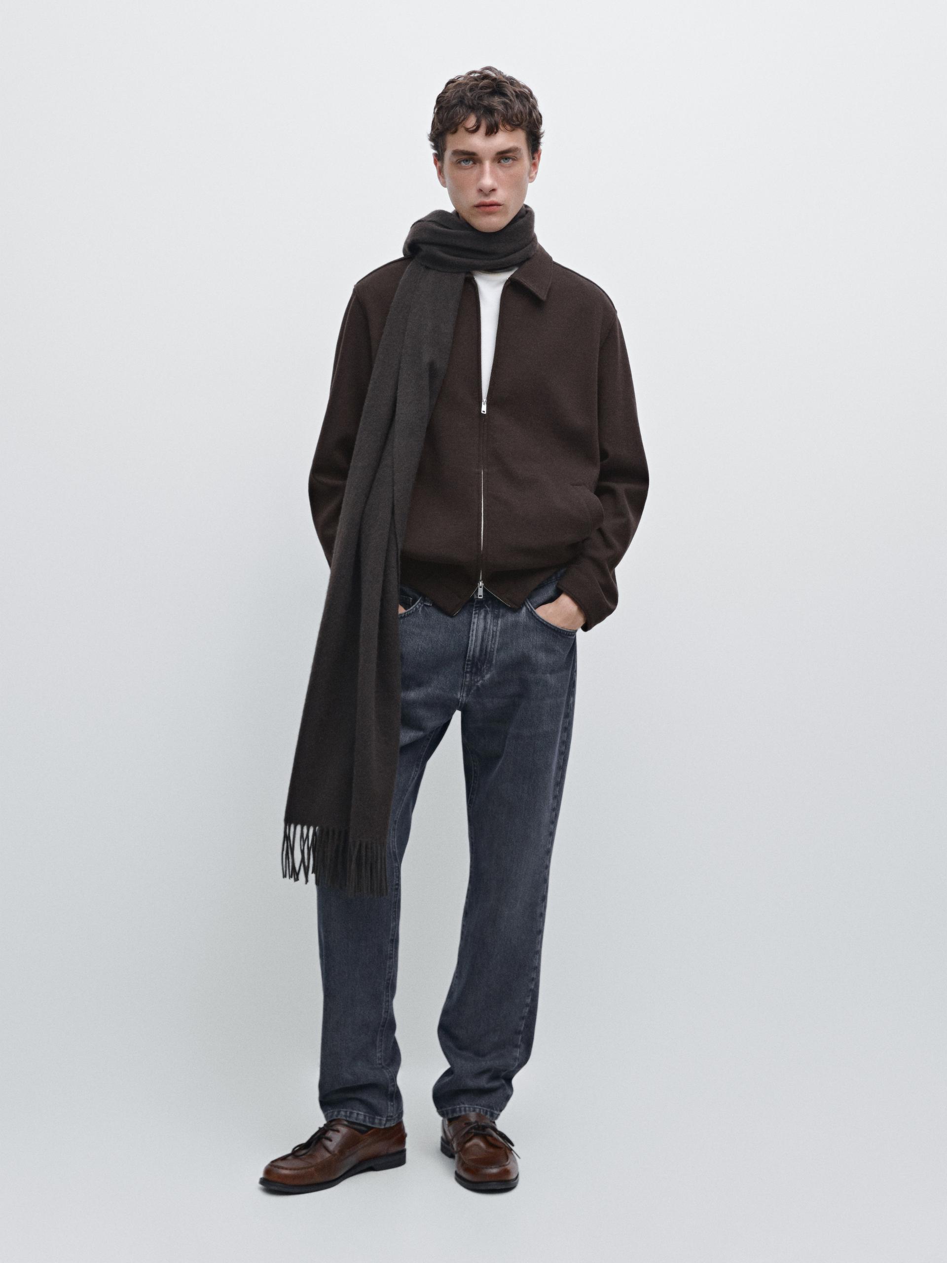 Giacca Corta In Tessuto Doppio Con Lana - Cioccolato - S - Massimo Dutti - Maschile