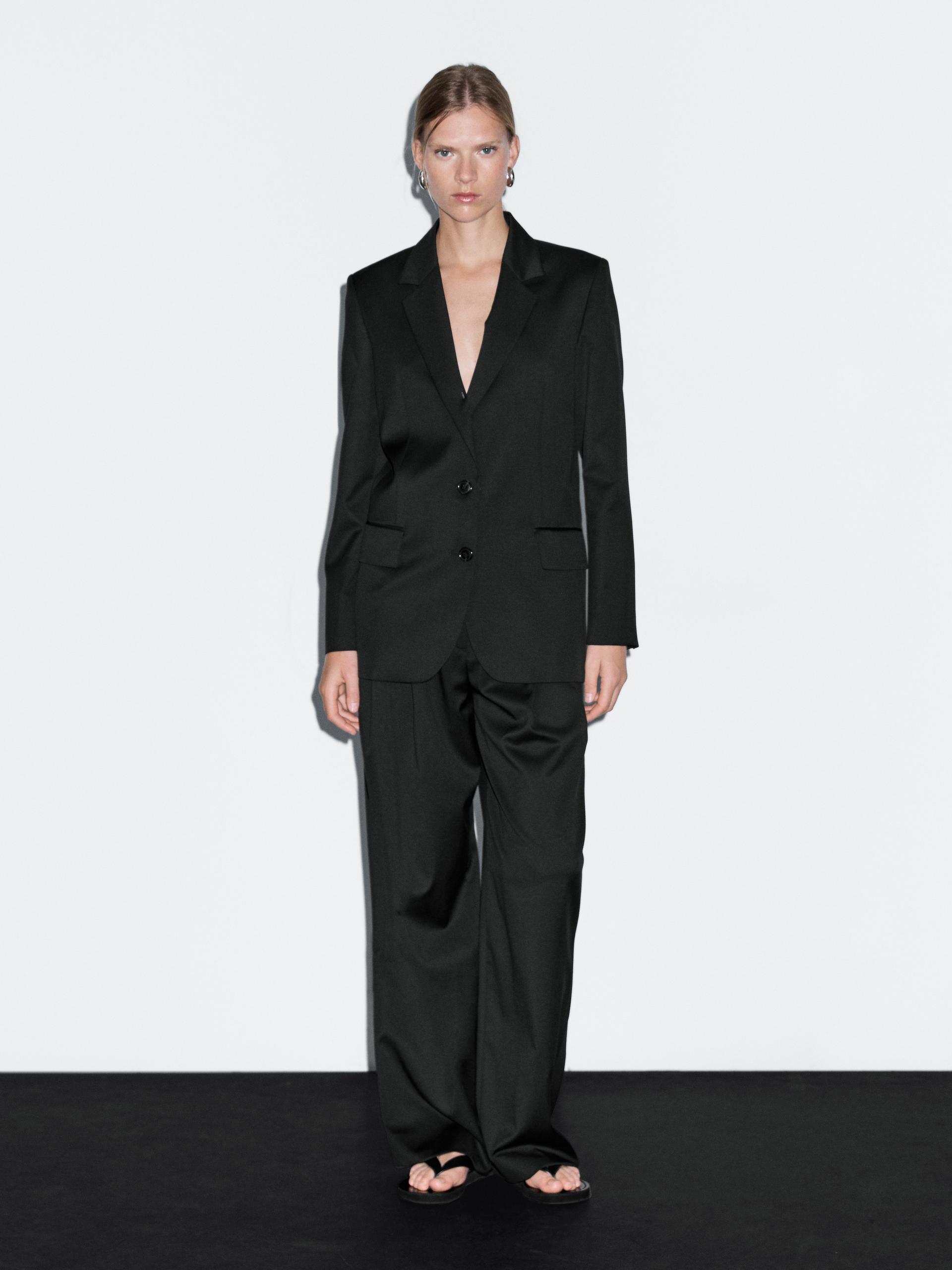 Pantaloni Con Pieghe 100% Lana Sottilissima - Nero - 44 (It 48) - Massimo Dutti - Femminile