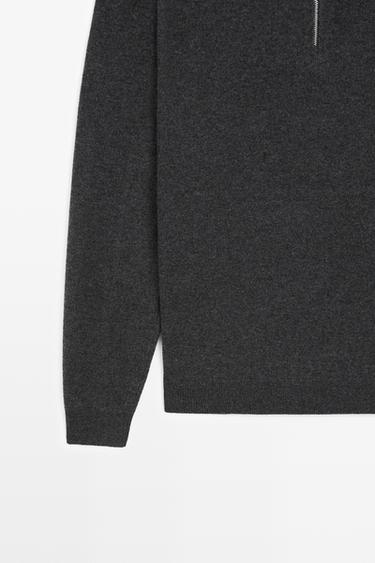 Mock neck knit sweater with zip — CHARCOAL 7
