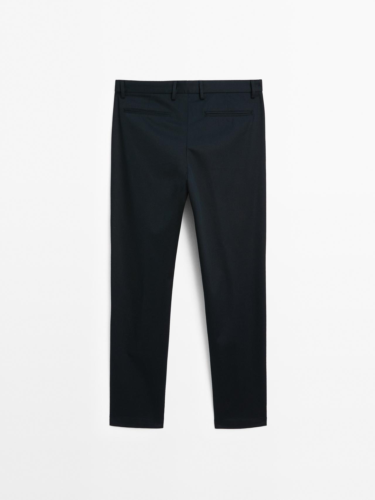 Spodnie Slim Z Mieszanki Bawełny - Granatowy - 48 - Massimo Dutti - Mężczyzna
