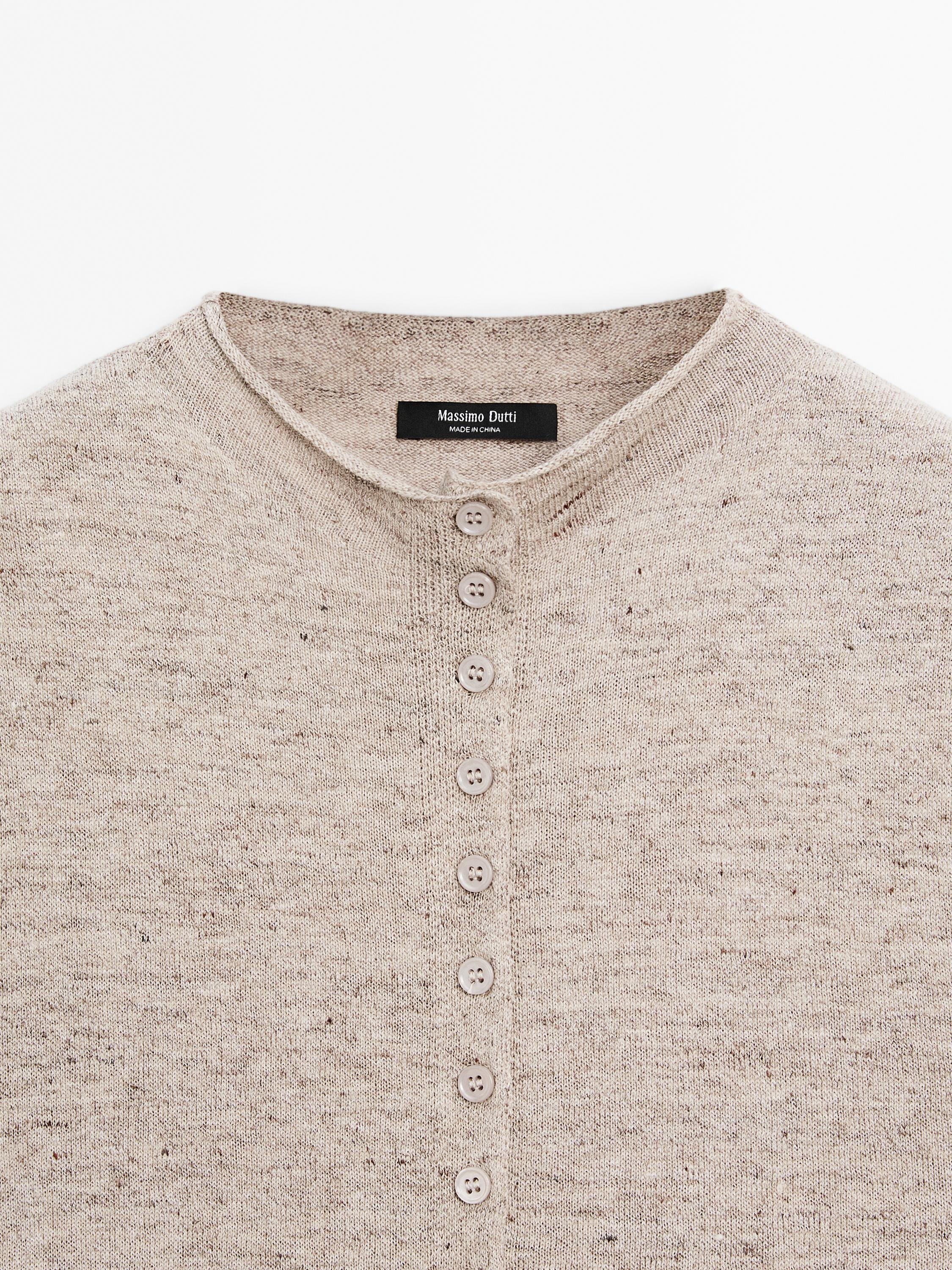 Melange linen blend knit vest