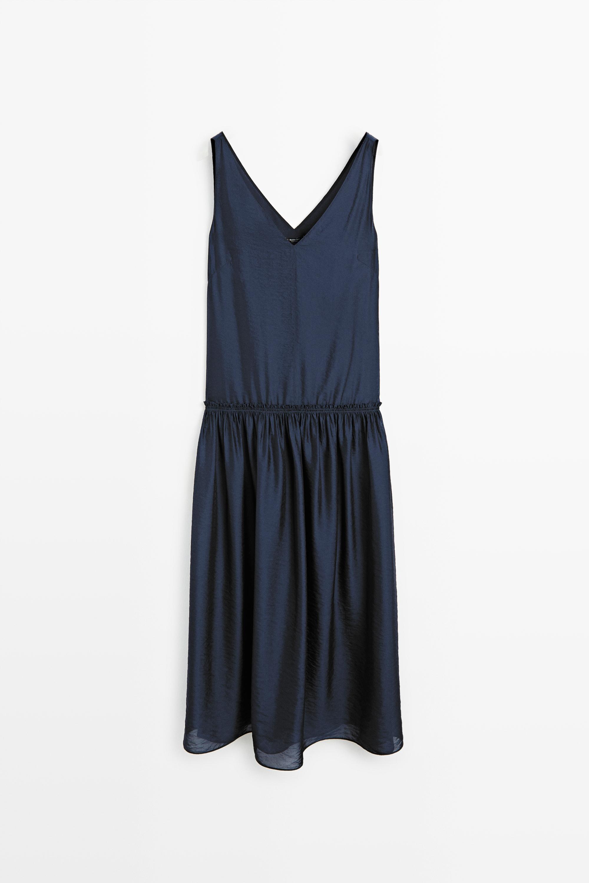 Flowing flared maxi dress — MEDIUM BLUE