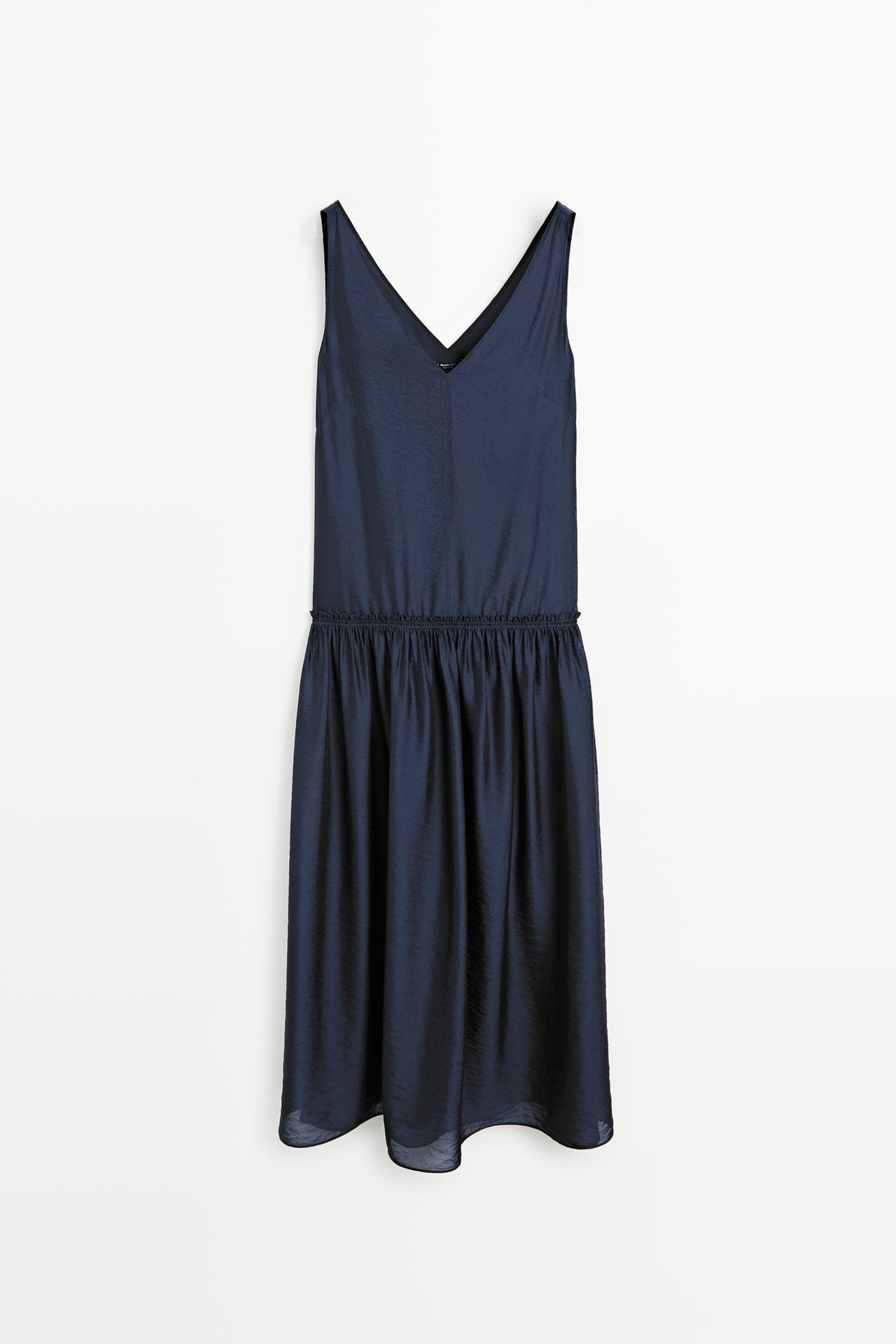 Flowing flared maxi dress — MEDIUM BLUE