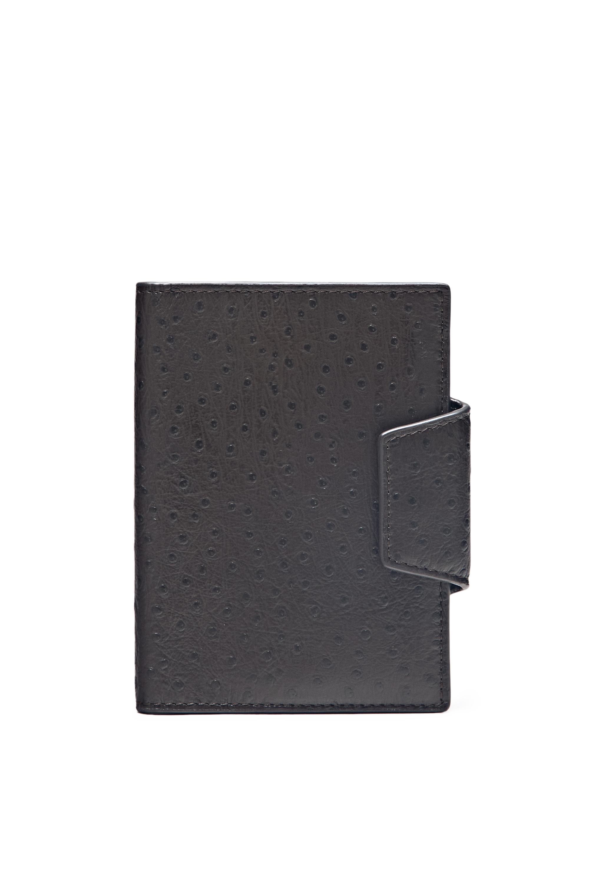 Textured leather passport holder — BROWN