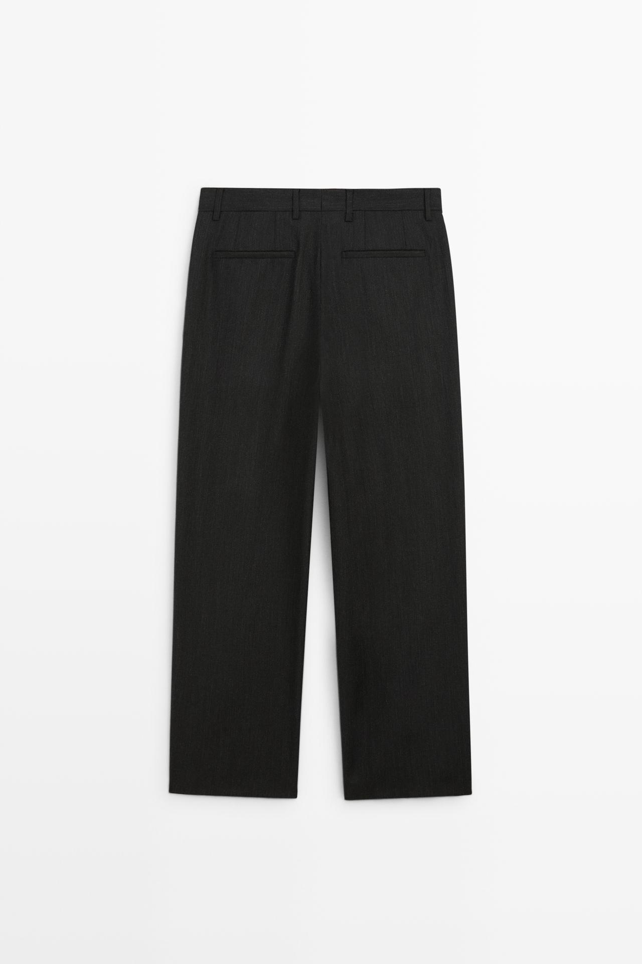 Relaxed fit wool trousers with flecked detail — CHARCOAL