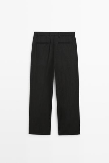 Relaxed fit wool trousers with flecked detail — CHARCOAL 6