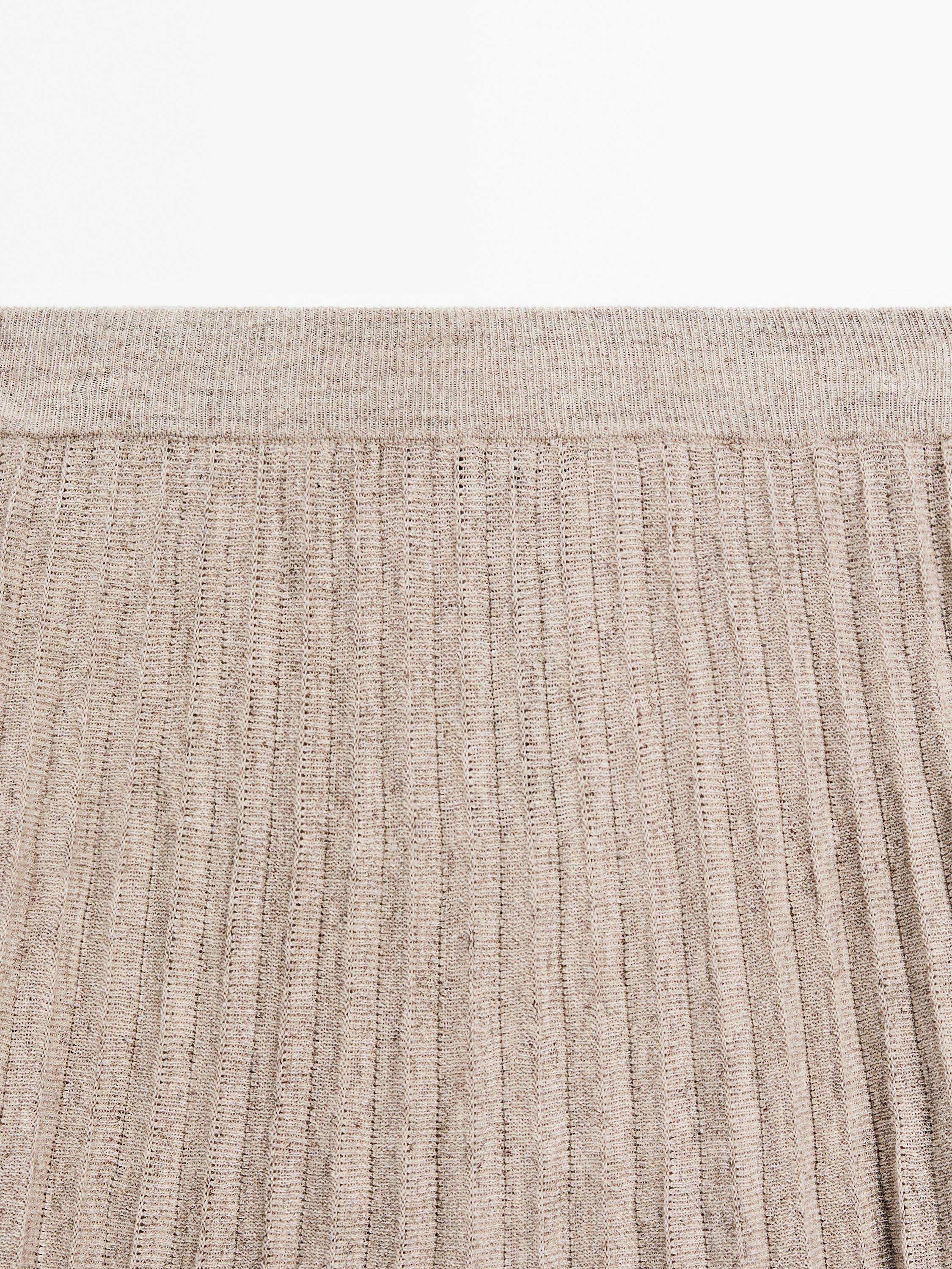 Melange linen blend midi skirt