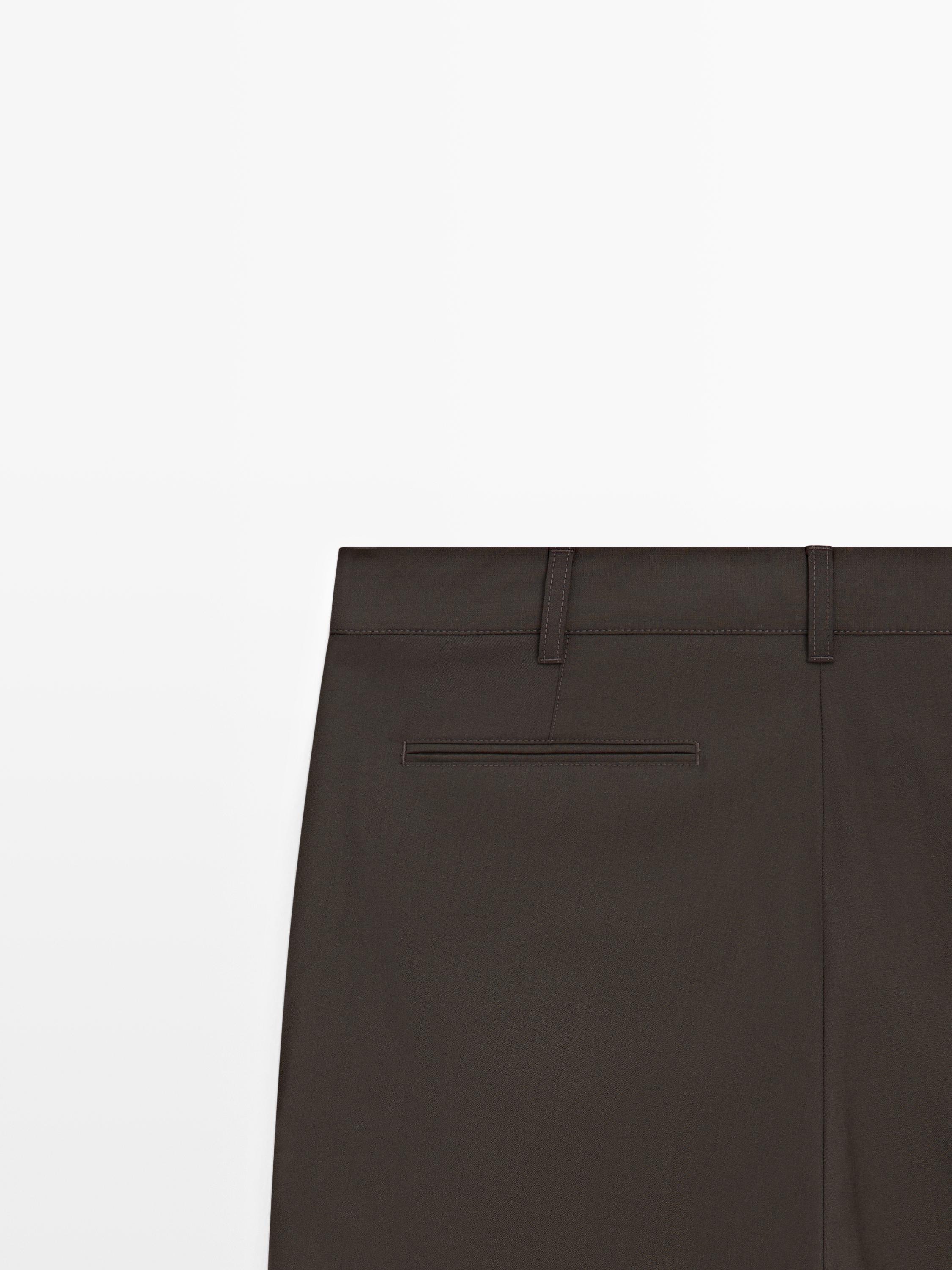 Relaxed fit wool blend trousers — BROWN
