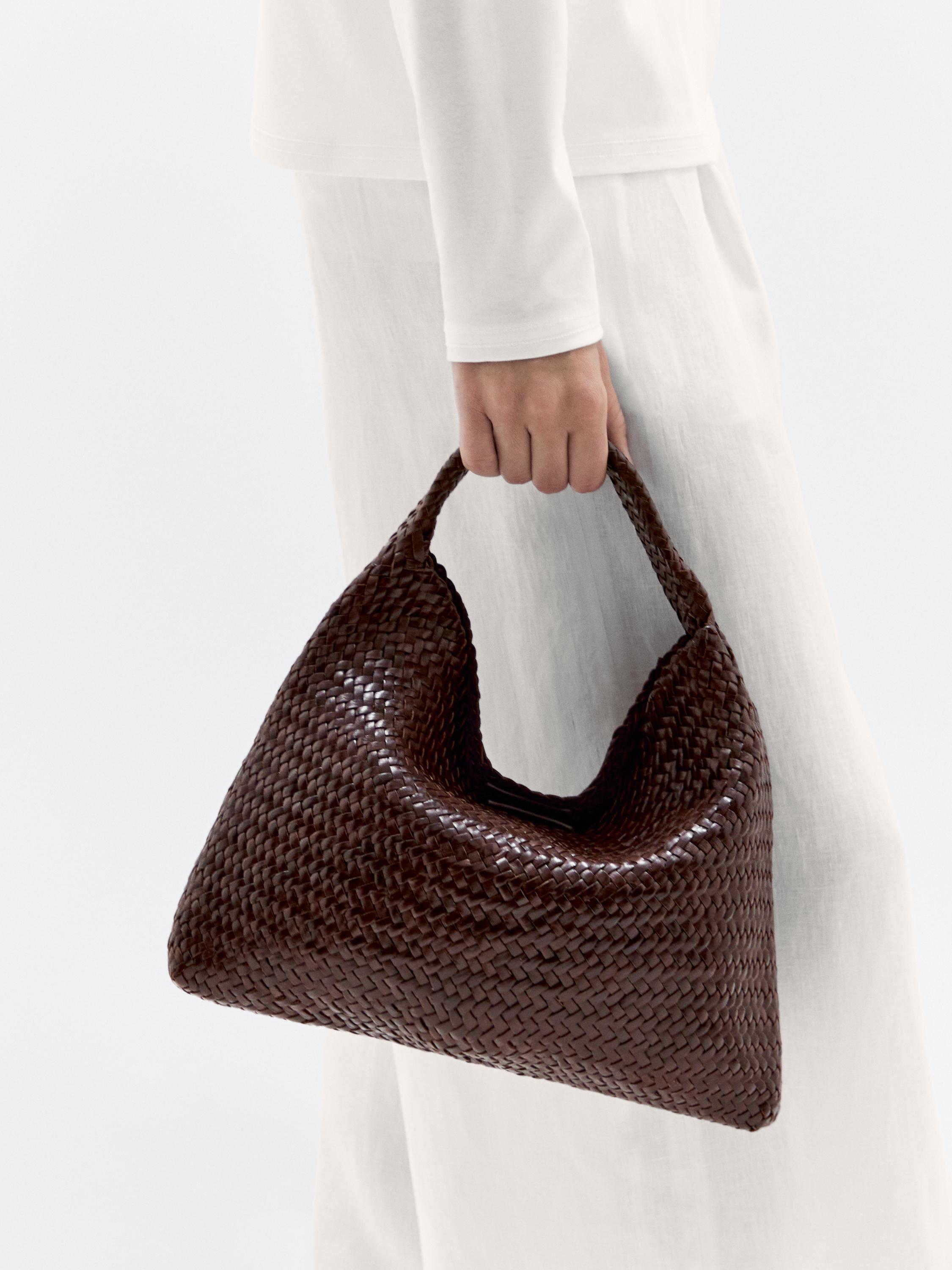 Braided nappa leather shopper bag