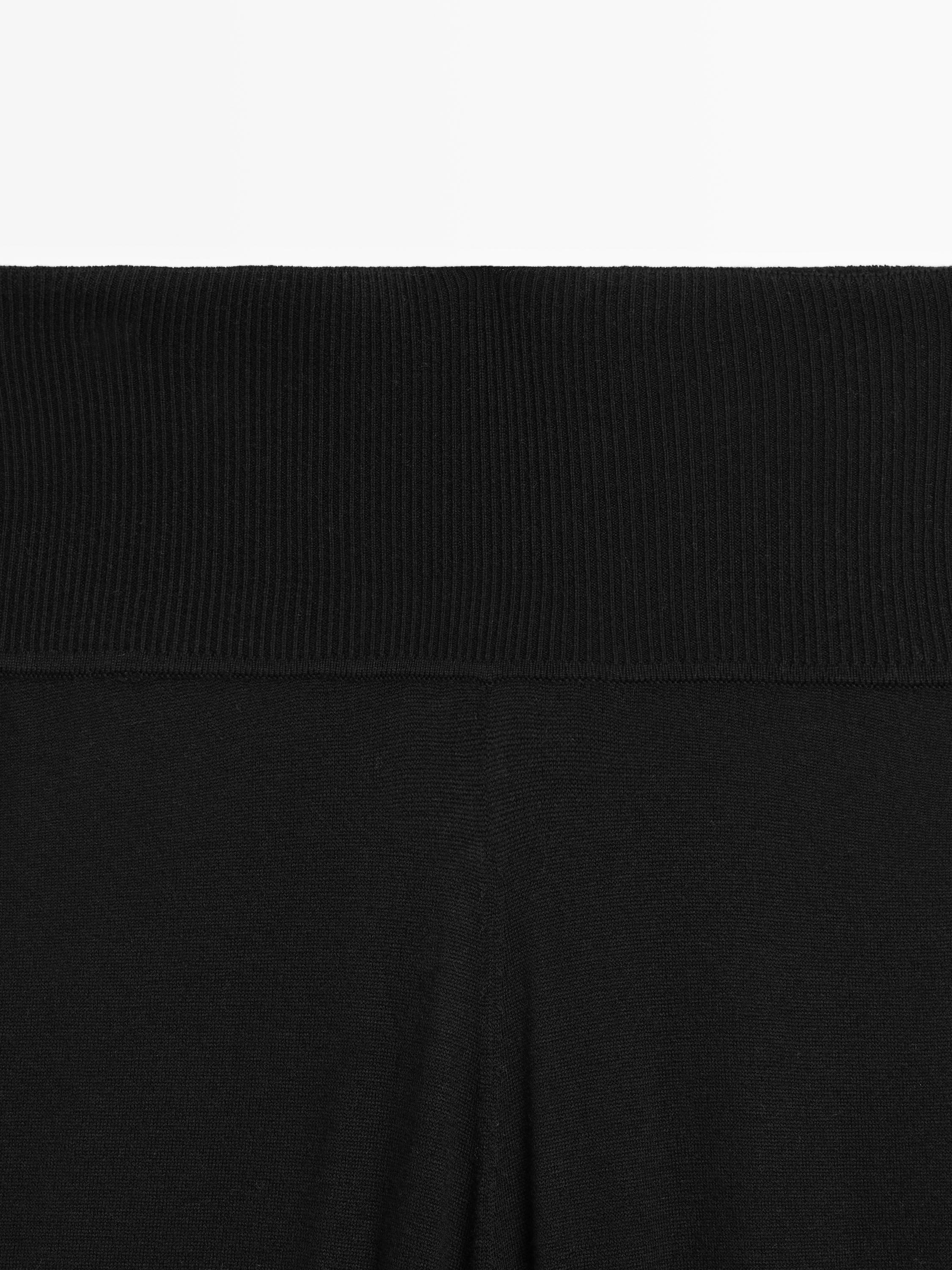 Wool blend knit sarouel trousers — BLACK