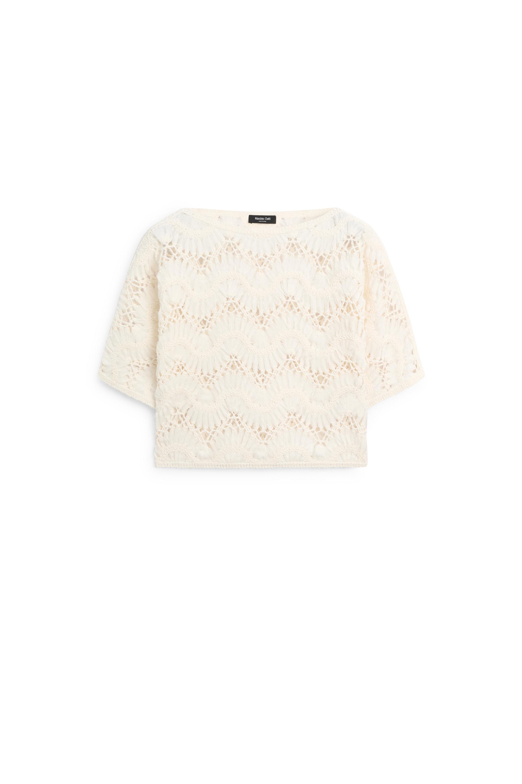 Short sleeve crochet top Cream T-shirt | Massimo Dutti Short sleeve crochet top Cream T-shirt | Massimo Dutti