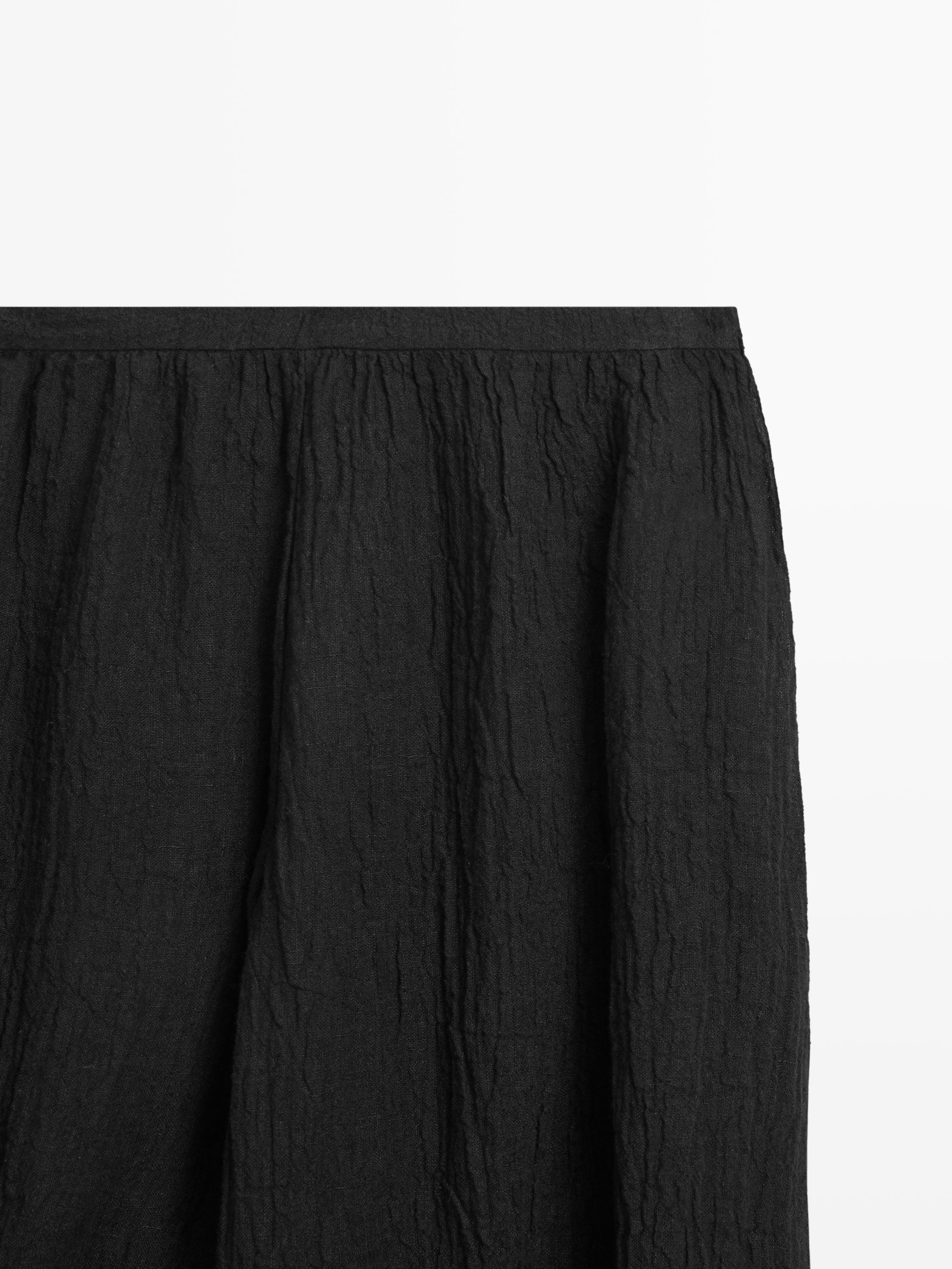 Linen sarouel trousers — BLACK