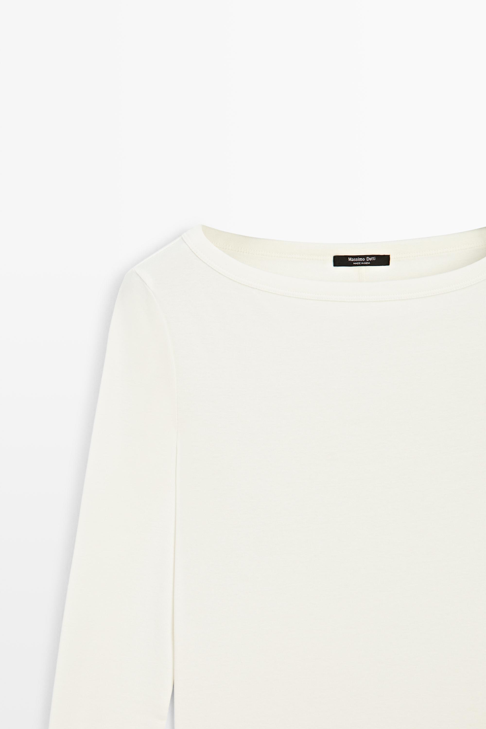 Long Sleeve Boat Neck T-shirt — CREAM