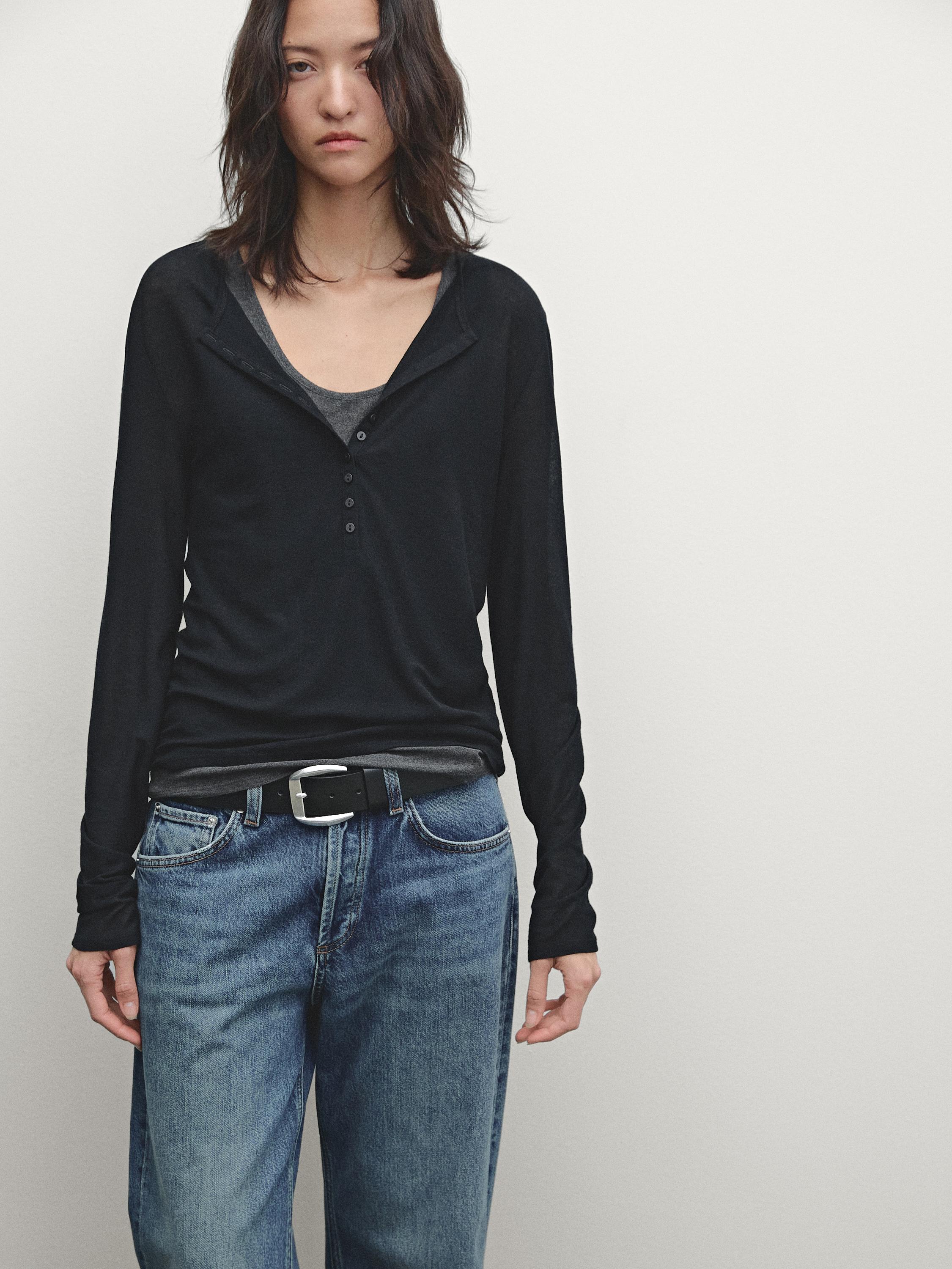 Tricou dublu cu nasturi